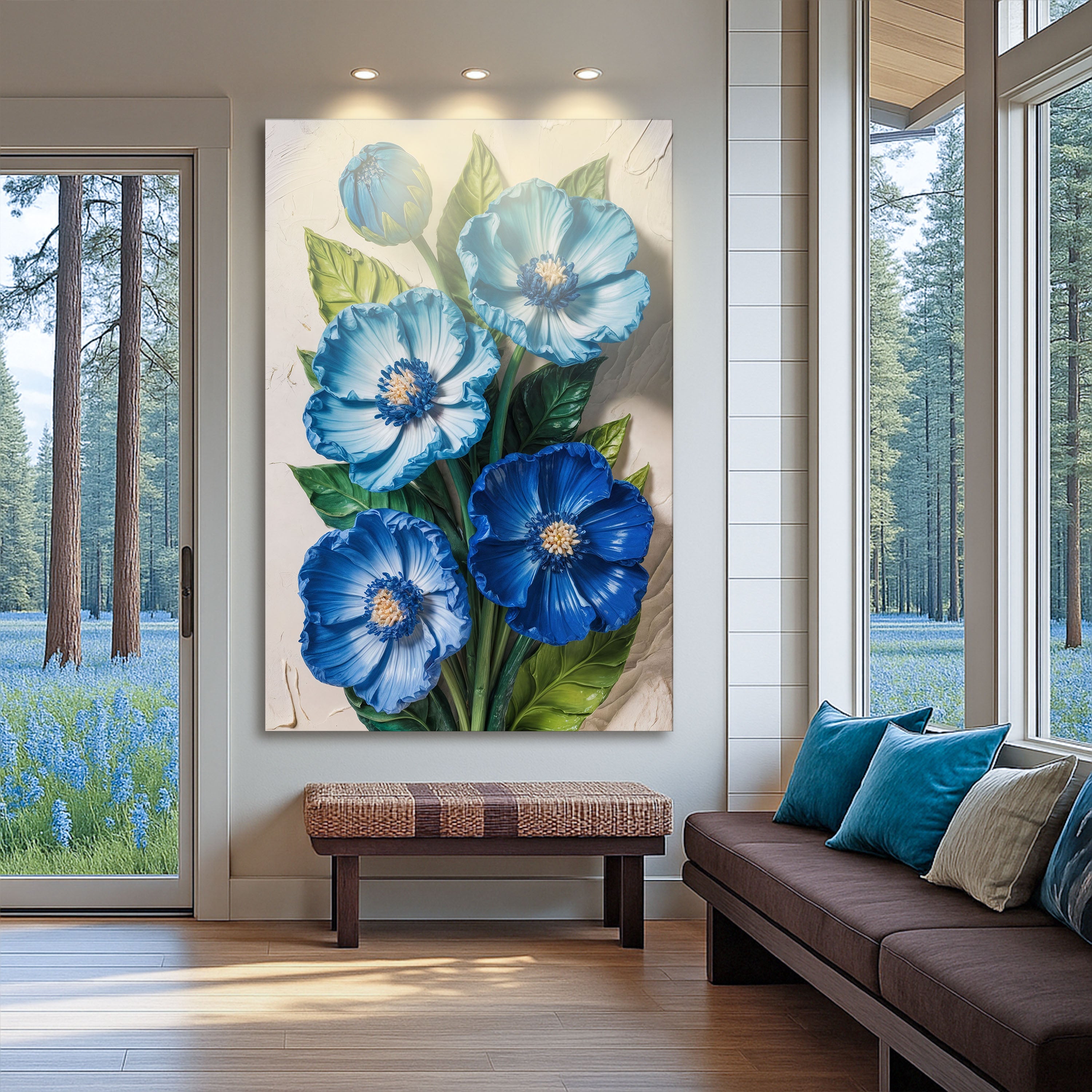 Blue Blossom Bouquet Impasto Wall Art on sale at MyriadMart