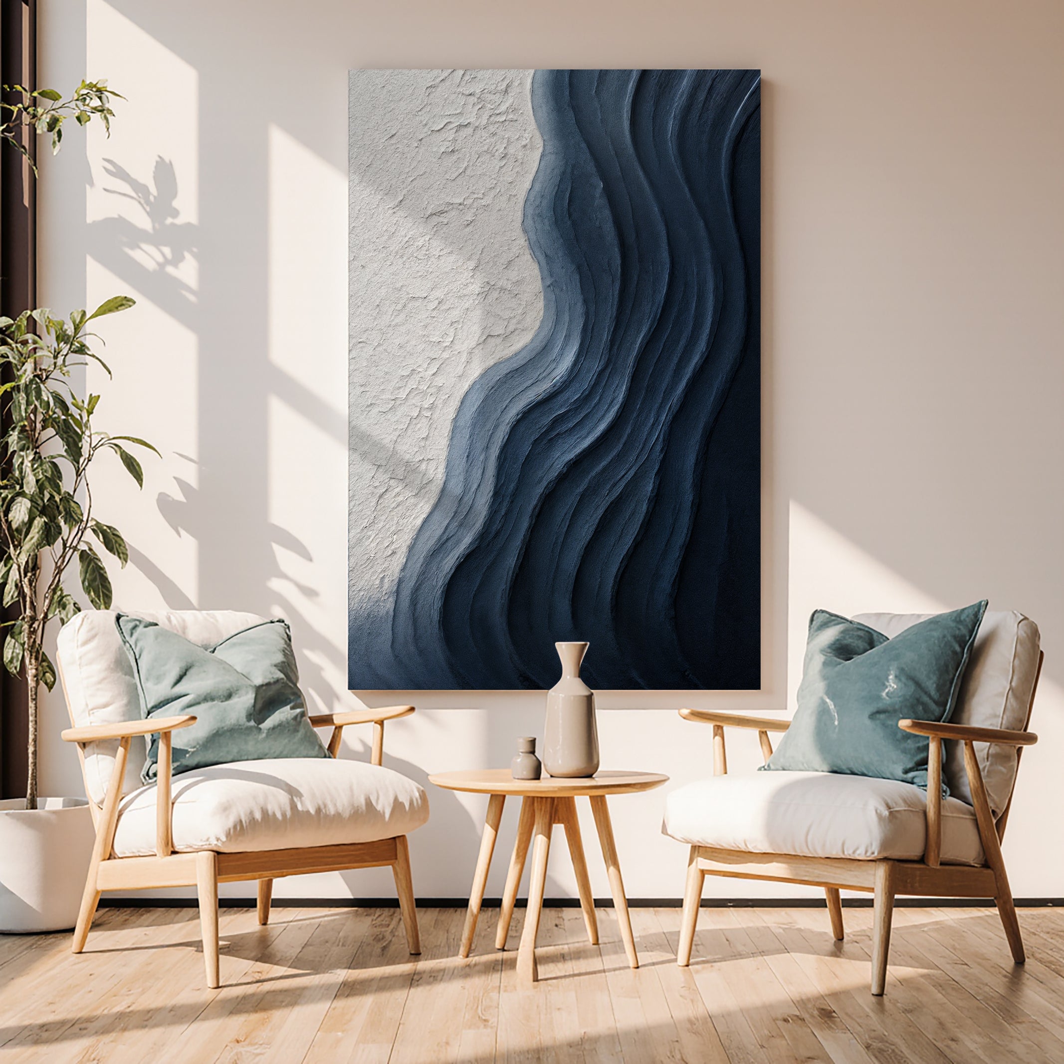 Abstract Minimalist Wave Impasto Wall Art on sale at MyriadMart