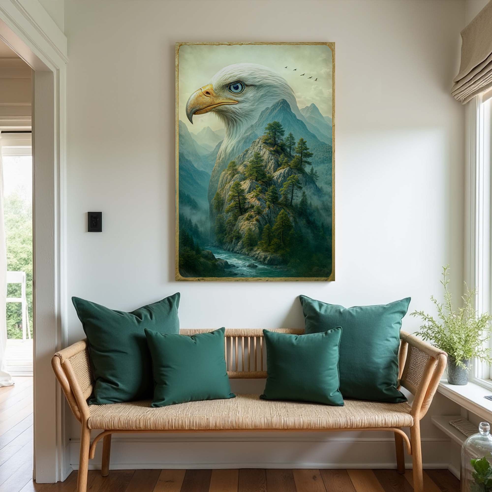 Eagle Over The Canyon Double Exposure Wall Art on sale at MyriadMart
