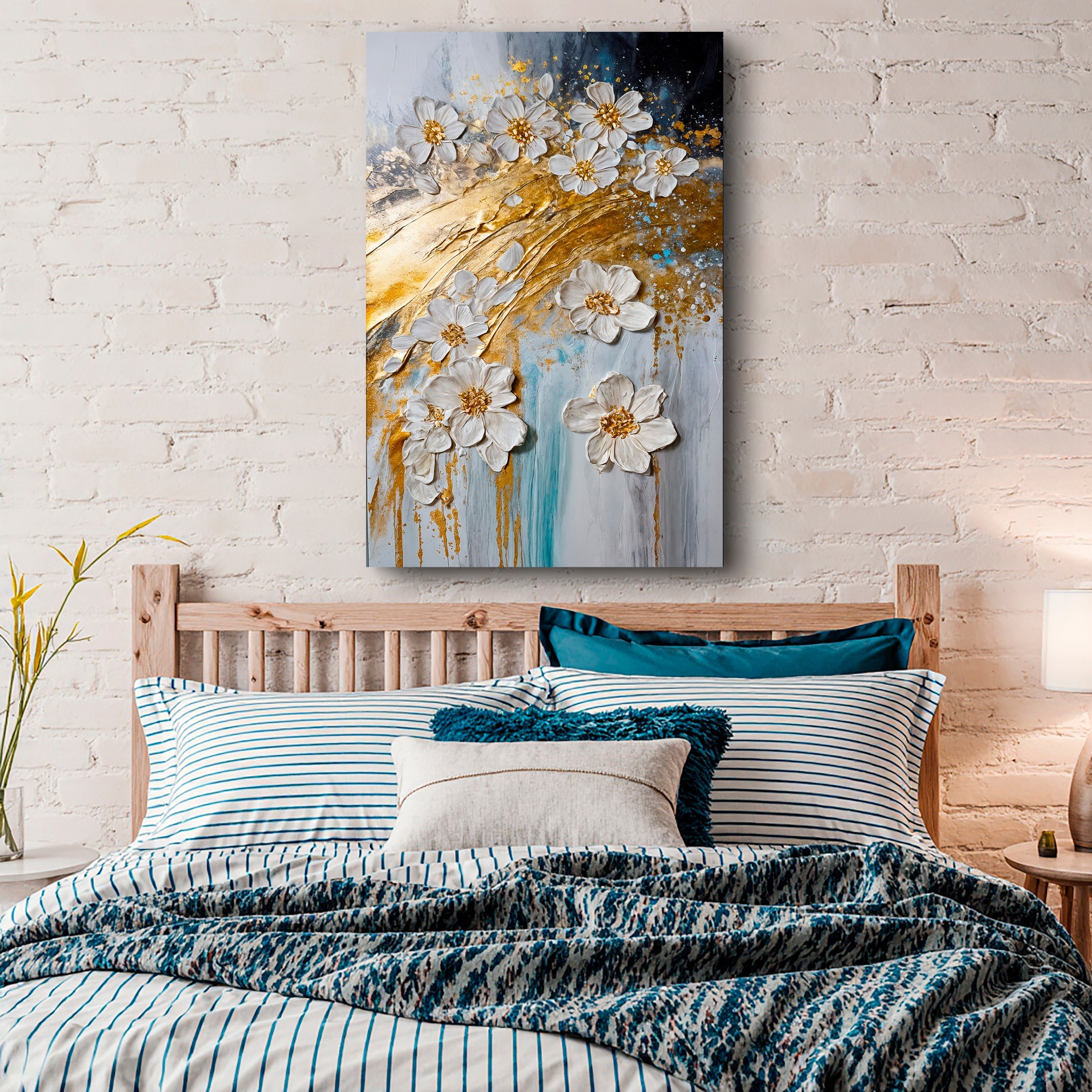 Abstract Gold Floral Wall Art on sale at MyriadMart