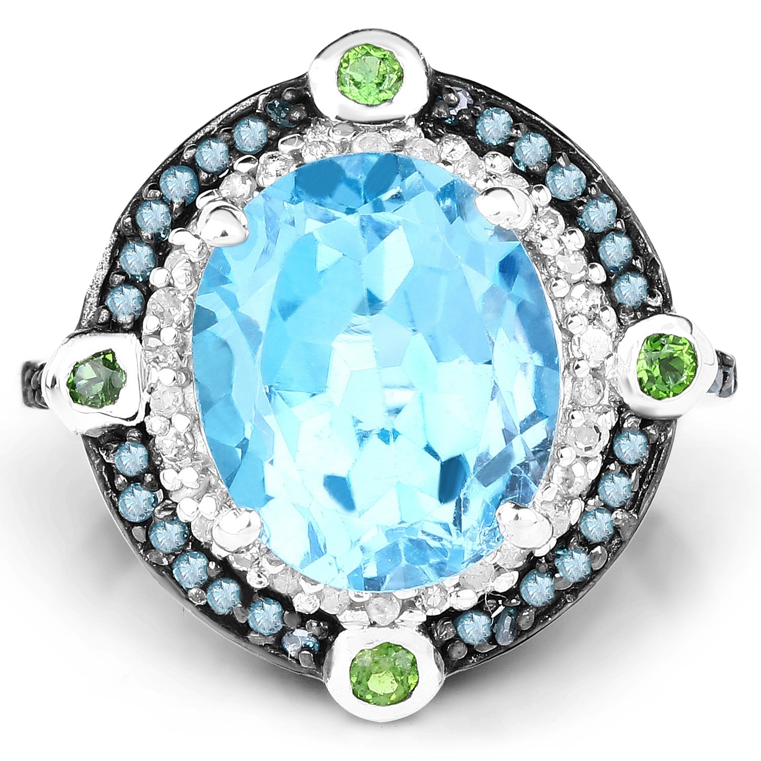 5.84 Carat Genuine Multi Stones .925 Sterling Silver Ring on sale at MyriadMart