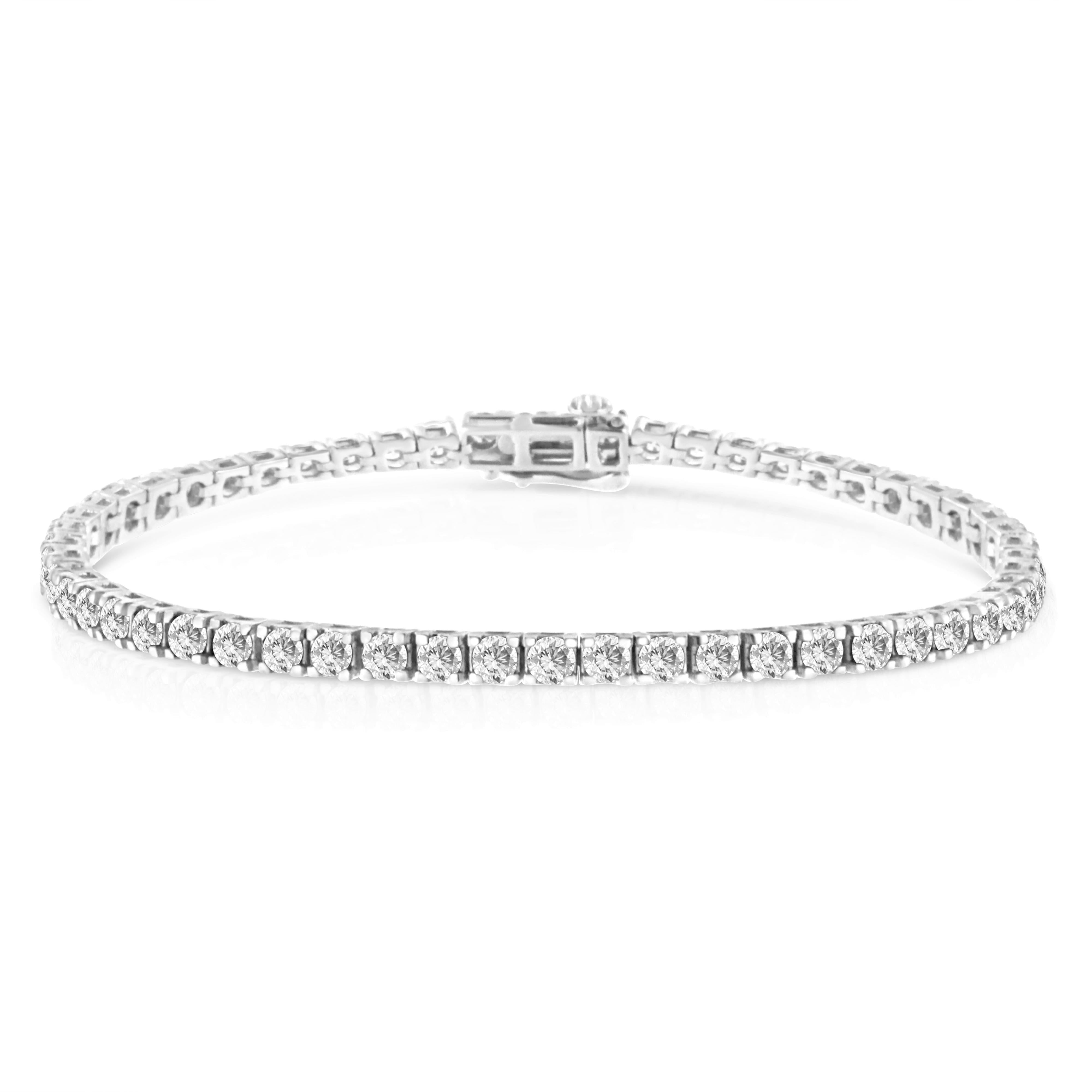 14K White Gold 5.00 Cttw Prong Set Lab Grown Round Diamond Classic Tennis Bracelet F-G Color, VS2-SI1 Clarity - 7.25" on sale at MyriadMart