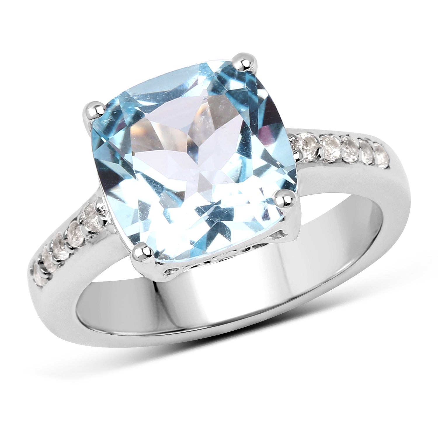 4.62 Carat Genuine Blue Topaz and White Topaz .925 Sterling Silver Ring on sale at MyriadMart