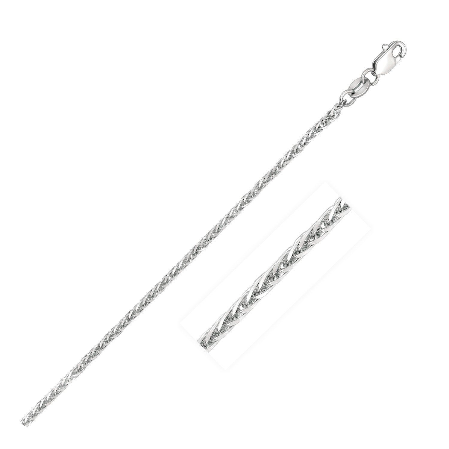14k White Gold 1.8mm Square Wheat Chain on sale at MyriadMart
