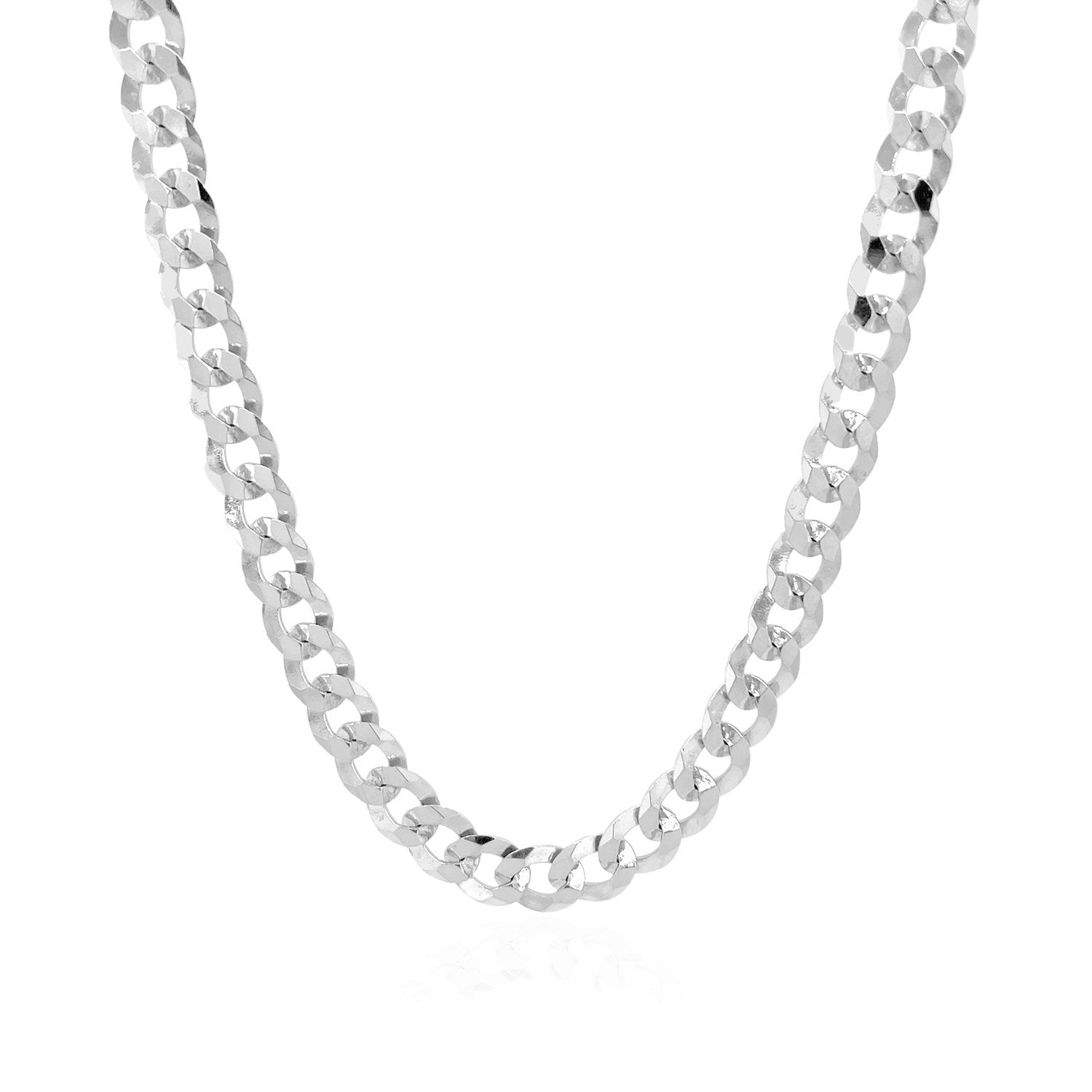 Rhodium Plated 5.6mm Sterling Silver Curb Style Chain on sale at MyriadMart