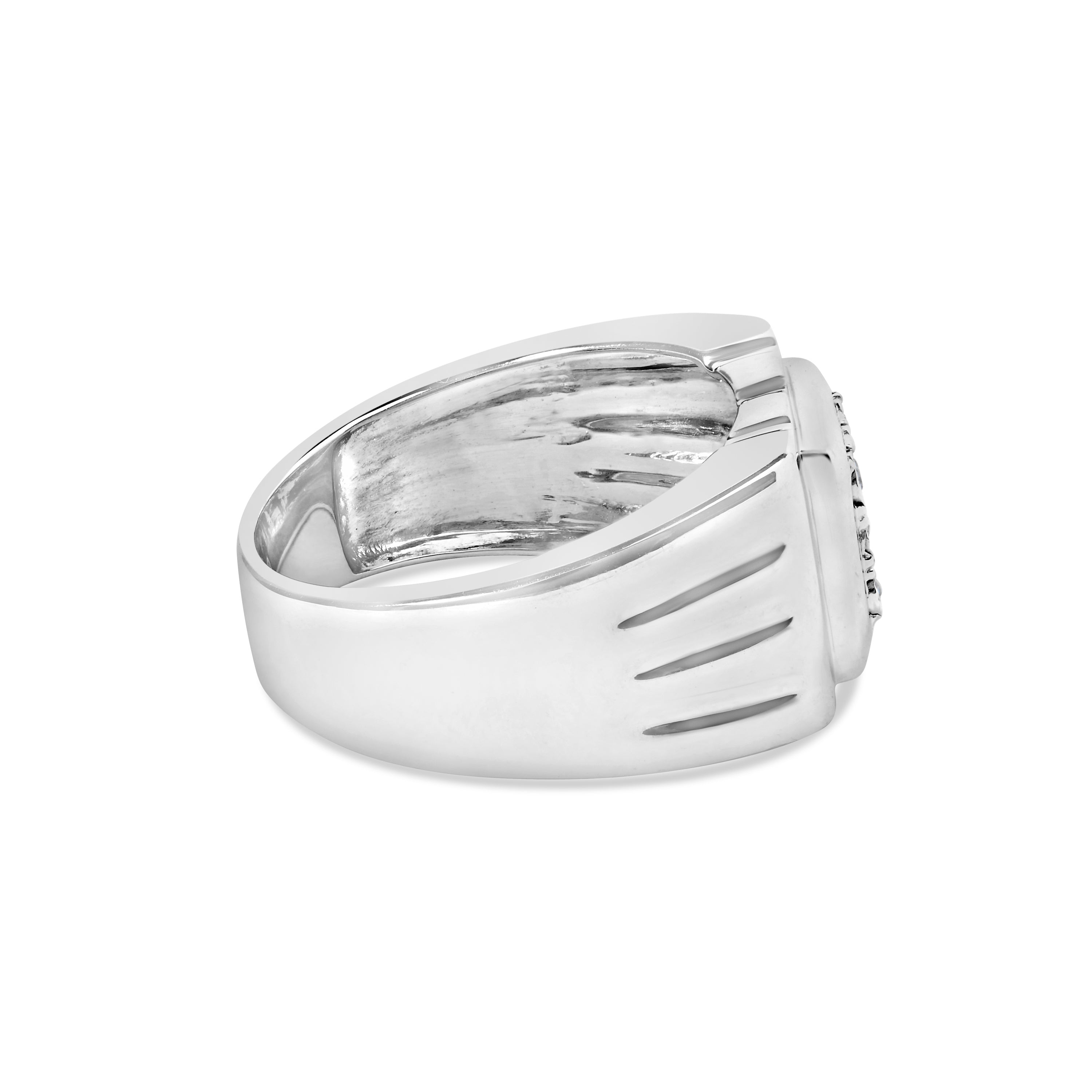 .925 Sterling Silver Diamond Accent Miracle-Set 9 Stone Ridged Band Gentlemen's Fashion Ring I-J Color, I3 Clarity - Size 10 on sale at MyriadMart