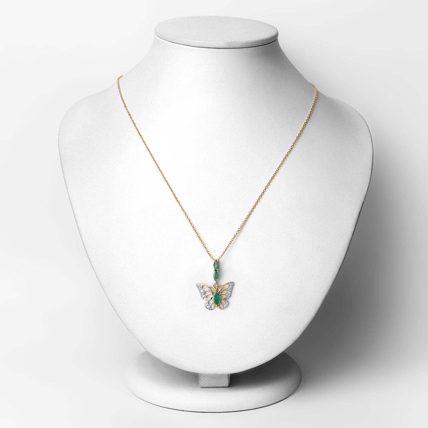 0.72 Carat Genuine Emerald and White Zircon .925 Sterling Silver Pendant on sale at MyriadMart