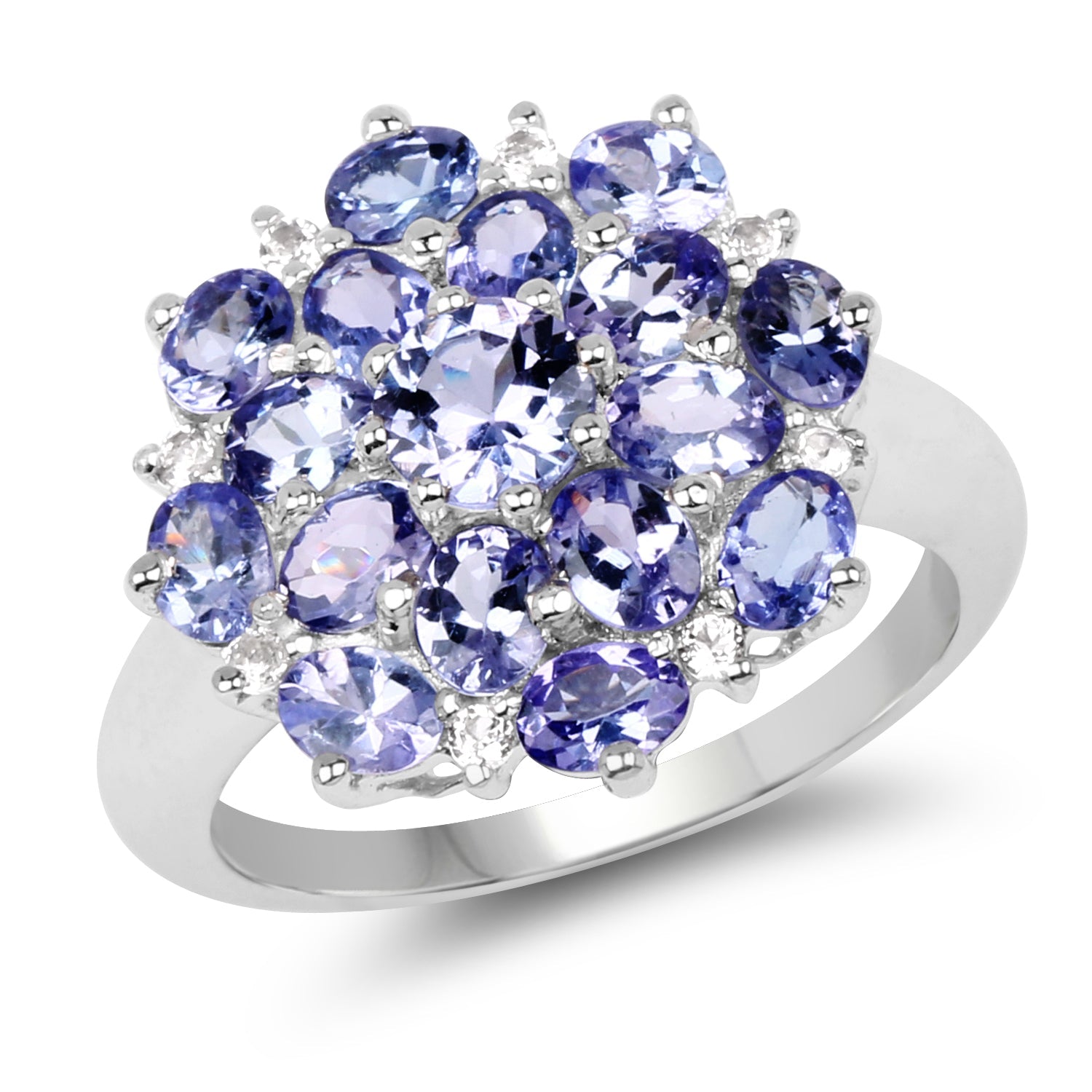 3.37 Carat Genuine Tanzanite and White Topaz .925 Sterling Silver Ring on sale at MyriadMart