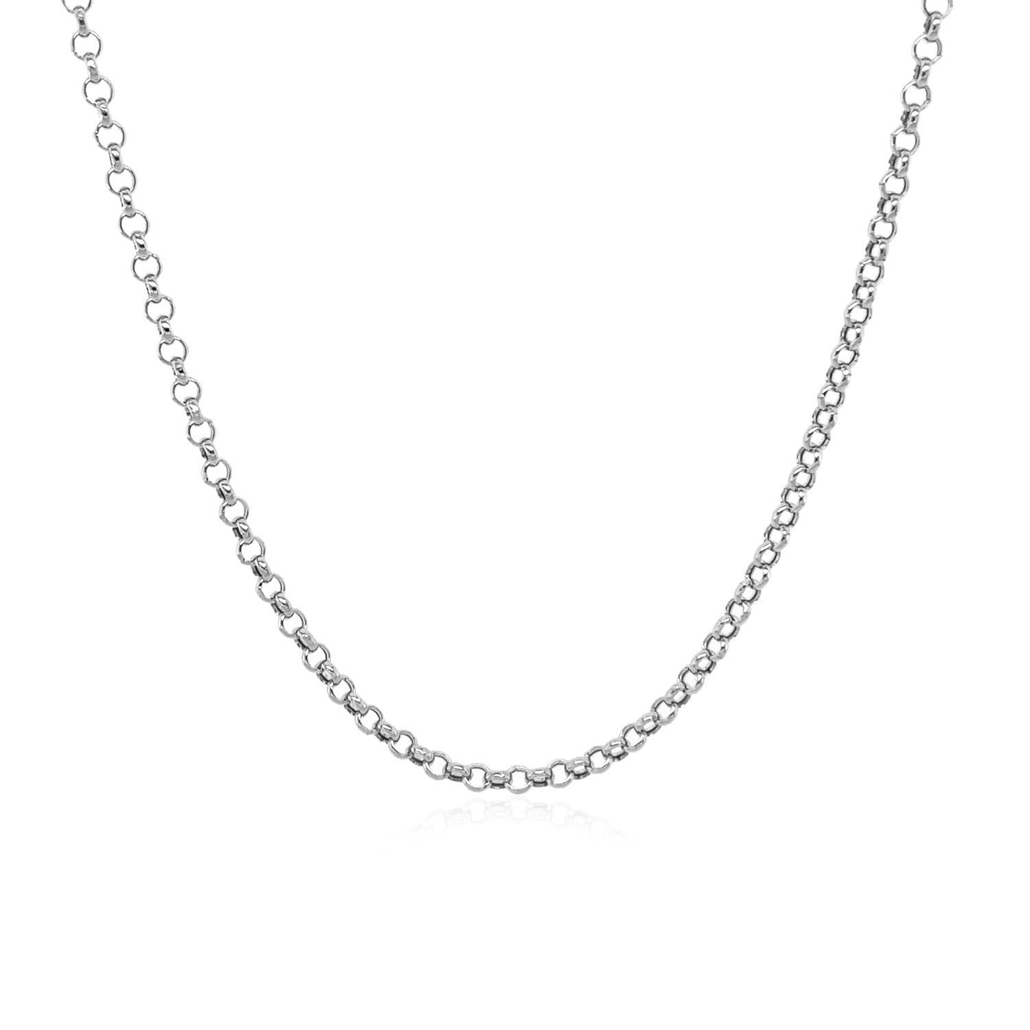 14k White Gold Rolo Chain 1.9mm on sale at MyriadMart