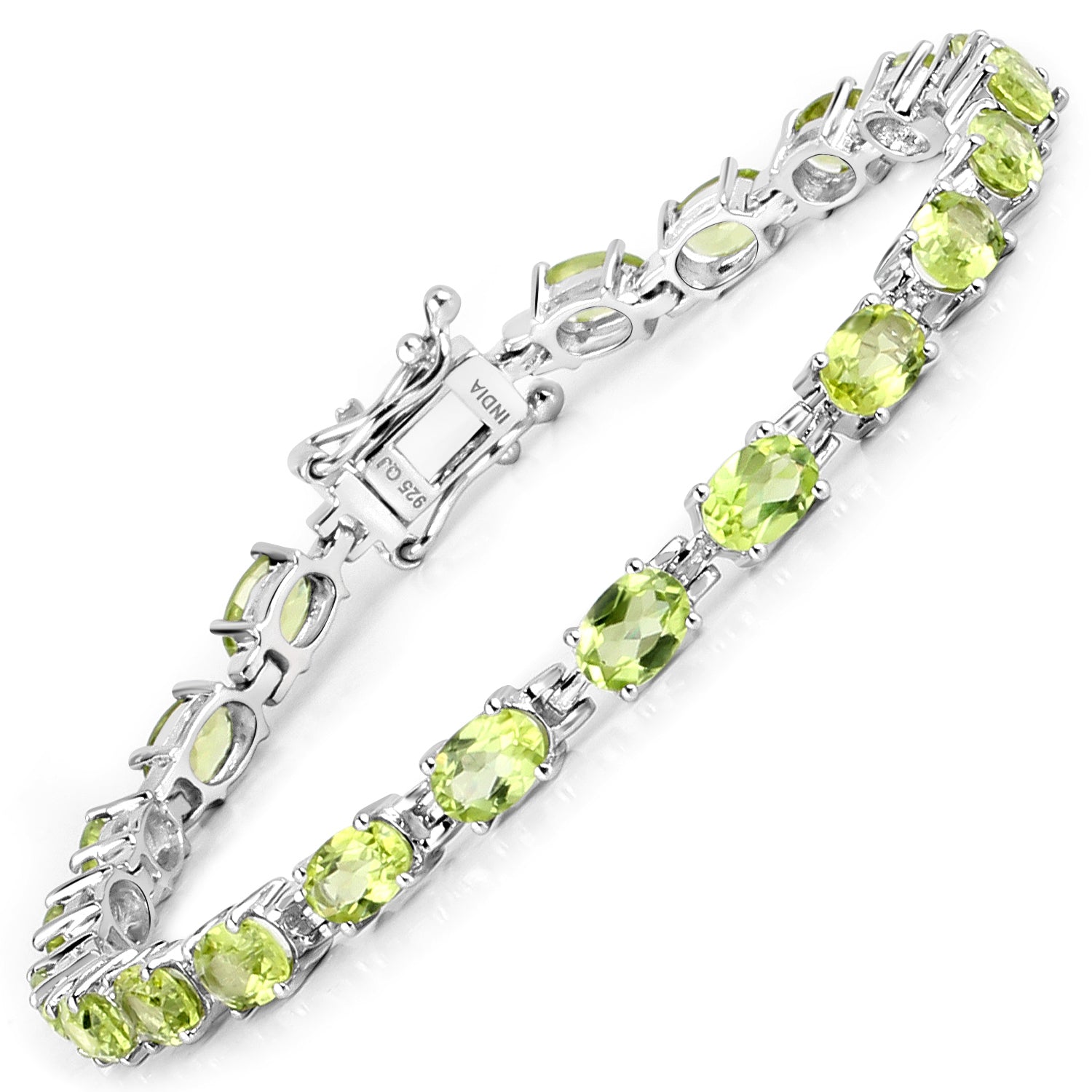 8.61 Carat Genuine Peridot .925 Sterling Silver Bracelet on sale at MyriadMart