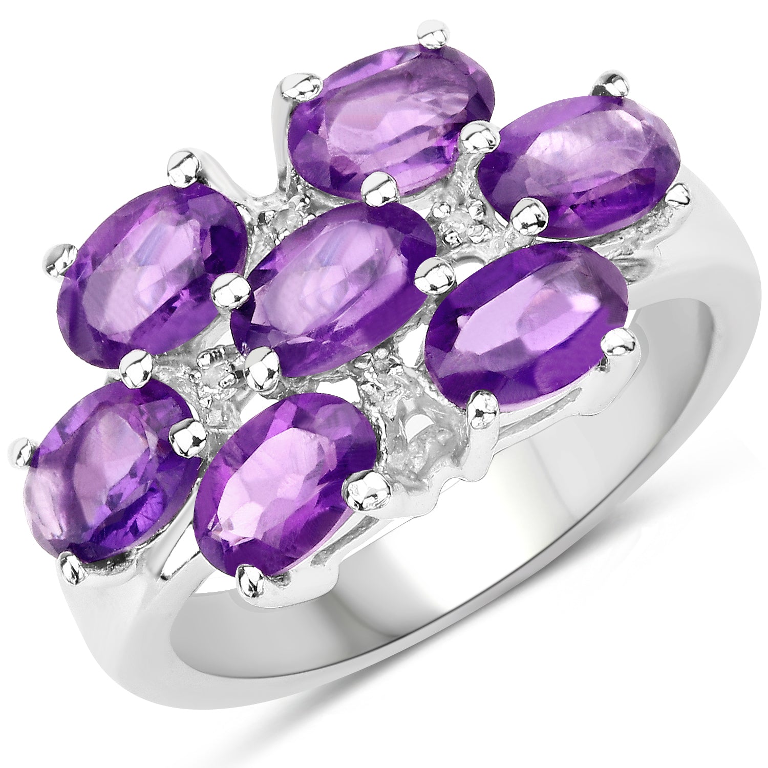 3.05 Carat Genuine Amethyst and White Topaz .925 Sterling Silver Ring on sale at MyriadMart