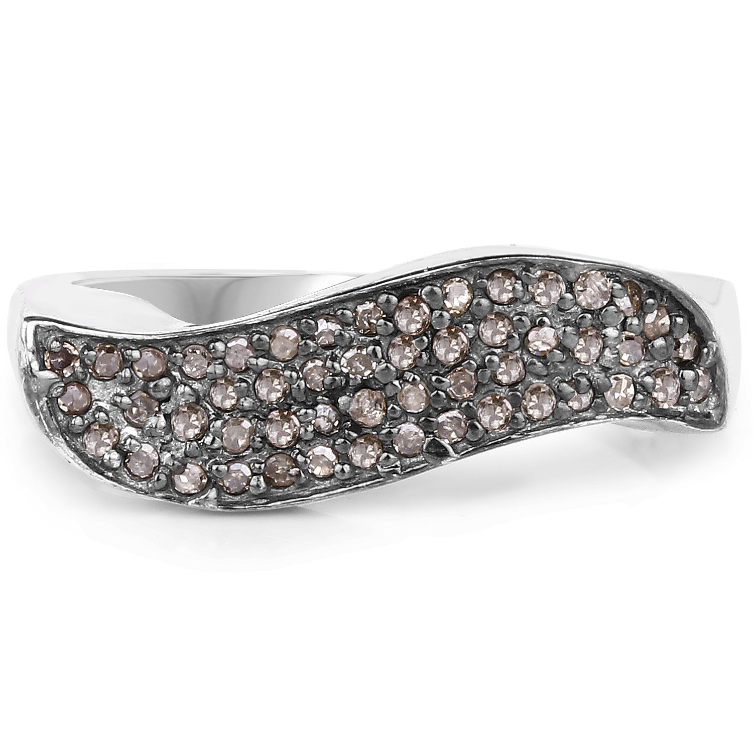 0.21 Carat Genuine Champagne Diamond .925 Sterling Silver Ring on sale at MyriadMart