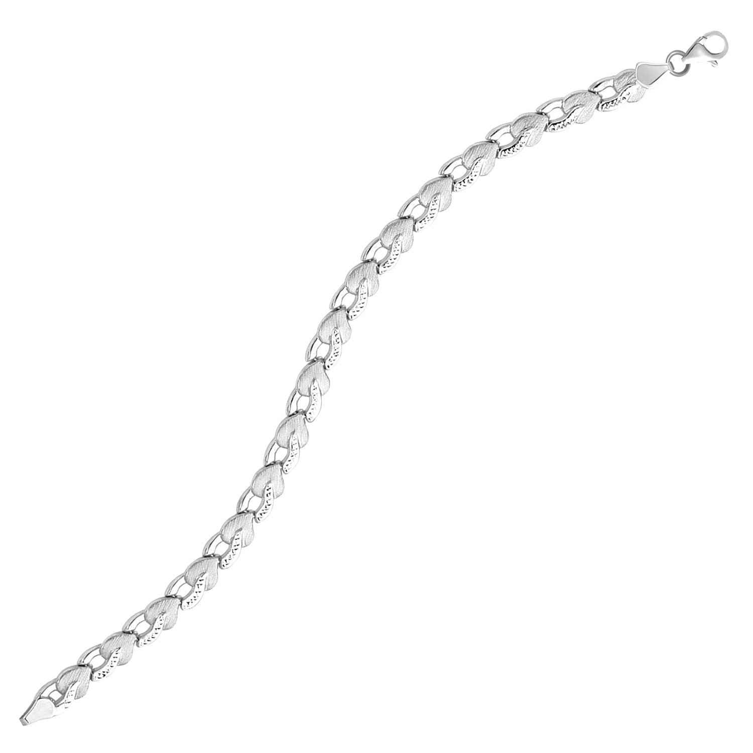 14k White Gold Heart Shape Textured Bracelet on sale at MyriadMart