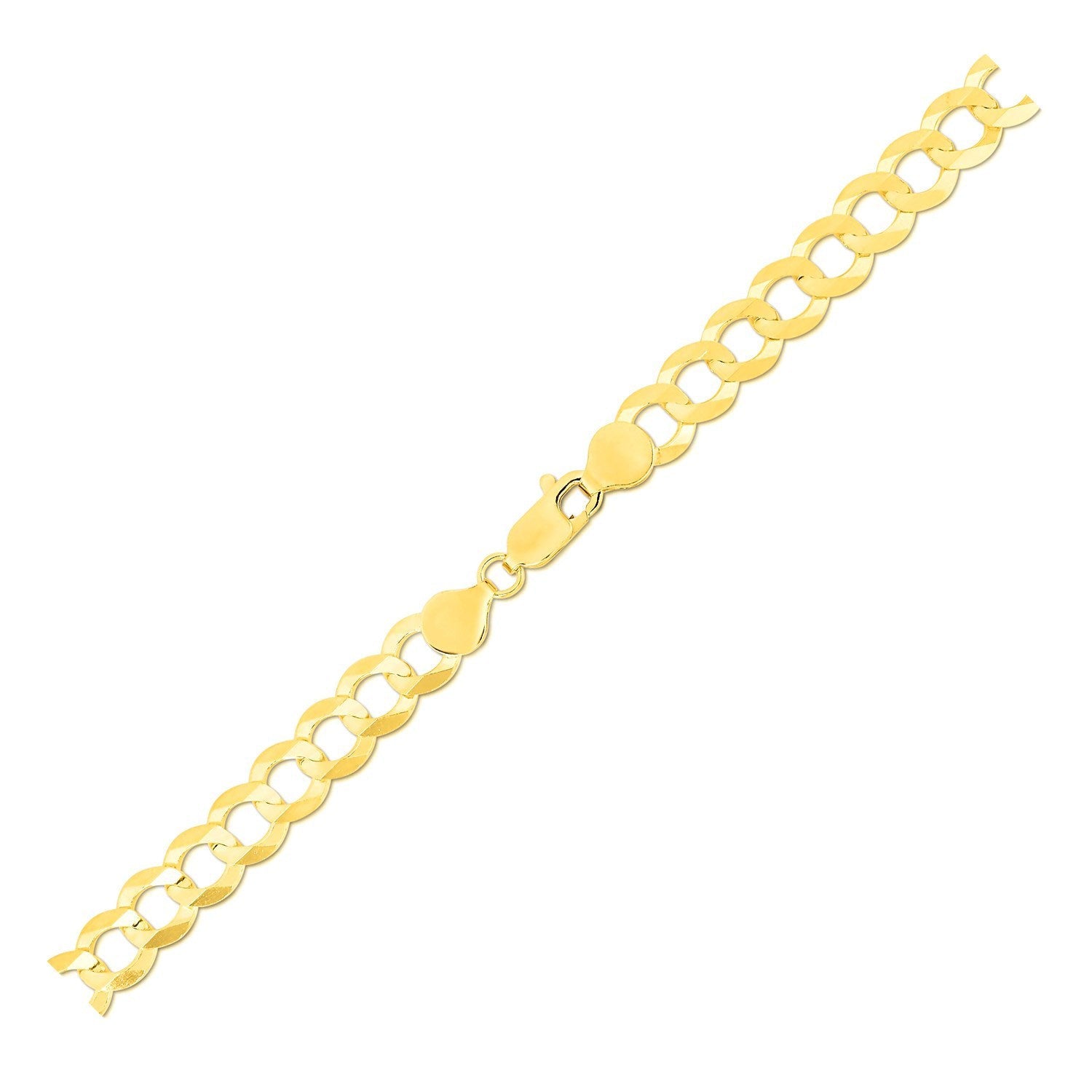 7.0mm 14k Yellow Gold Solid Curb Bracelet on sale at MyriadMart