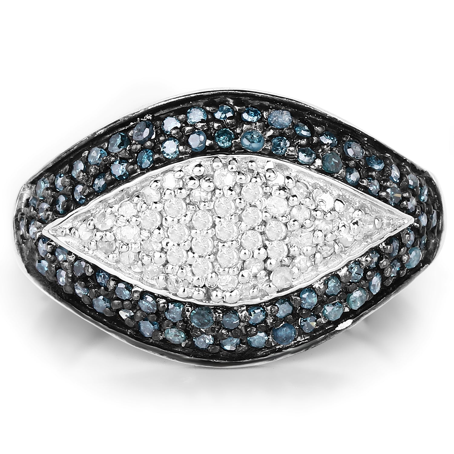 0.50 Carat Genuine Blue Diamond and White Diamond .925 Sterling Silver Ring on sale at MyriadMart