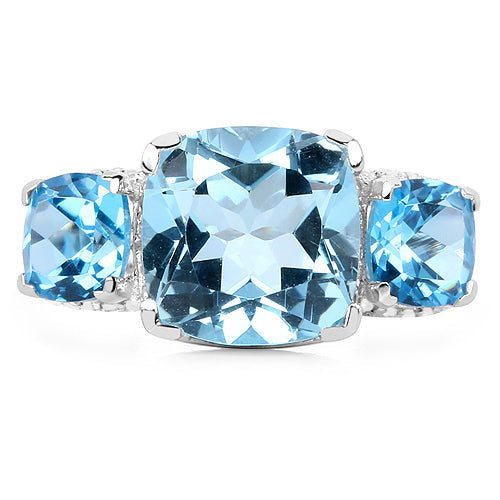4.40 Carat Blue Topaz Ring with 2.70 Carat Multi-Gems in Sterling Silver on sale at MyriadMart