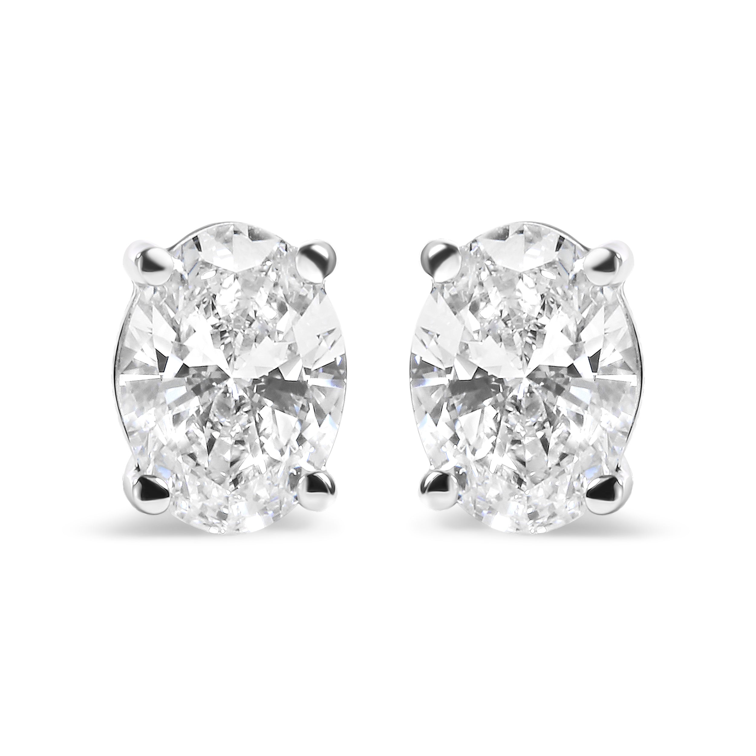 14K White Gold 2.0 Cttw Prong Set Lab Grown Oval Diamond Solitaire Stud Earring F-G Color, VS1-VS2 Clarity on sale at MyriadMart