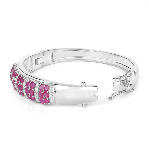 6.65 Carat Genuine Ruby and White Topaz .925 Sterling Silver Bracelet on sale at MyriadMart