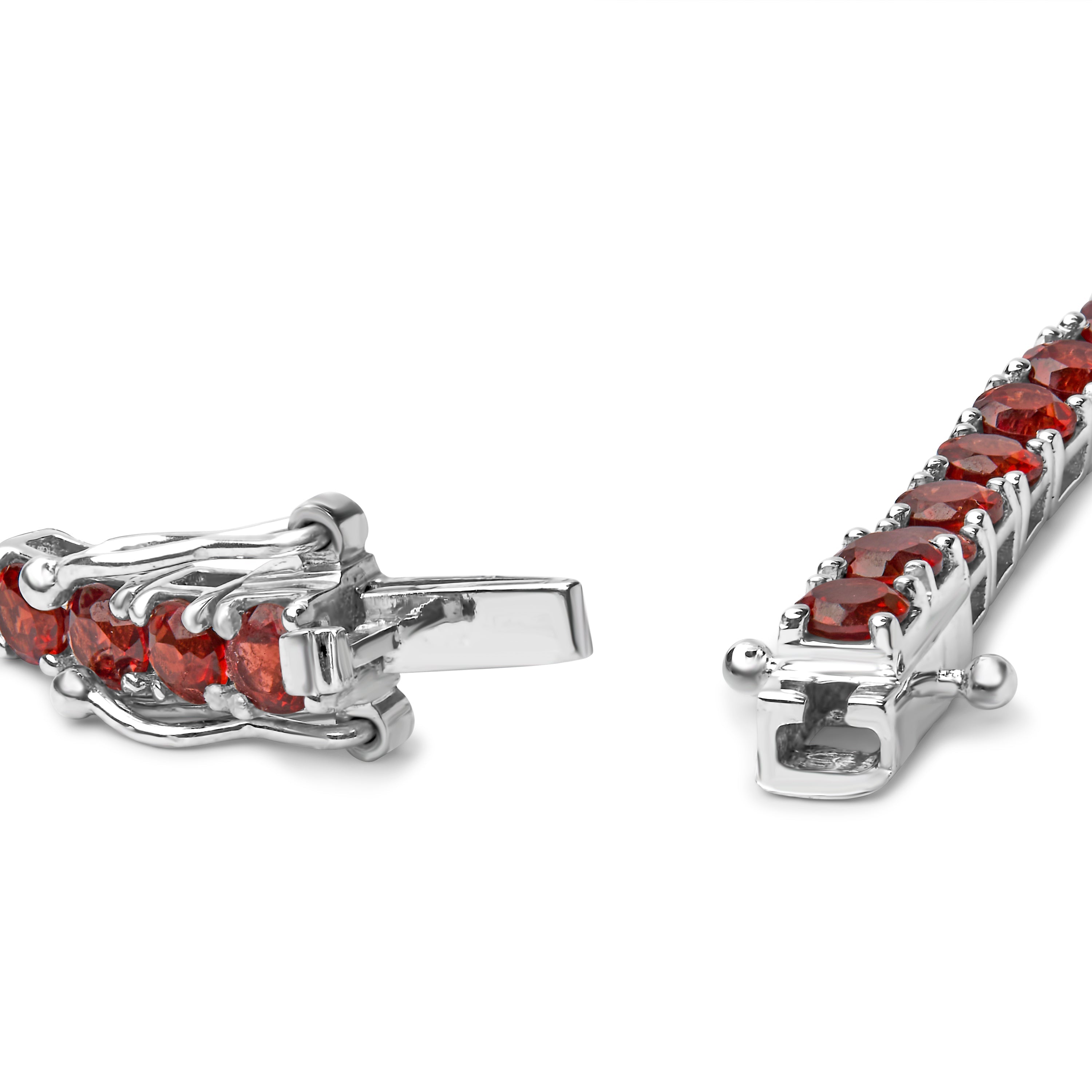 .925 Sterling Silver 10.0 Cttw Created Orange Garnet Tennis Bracelet - 7.25" on sale at MyriadMart