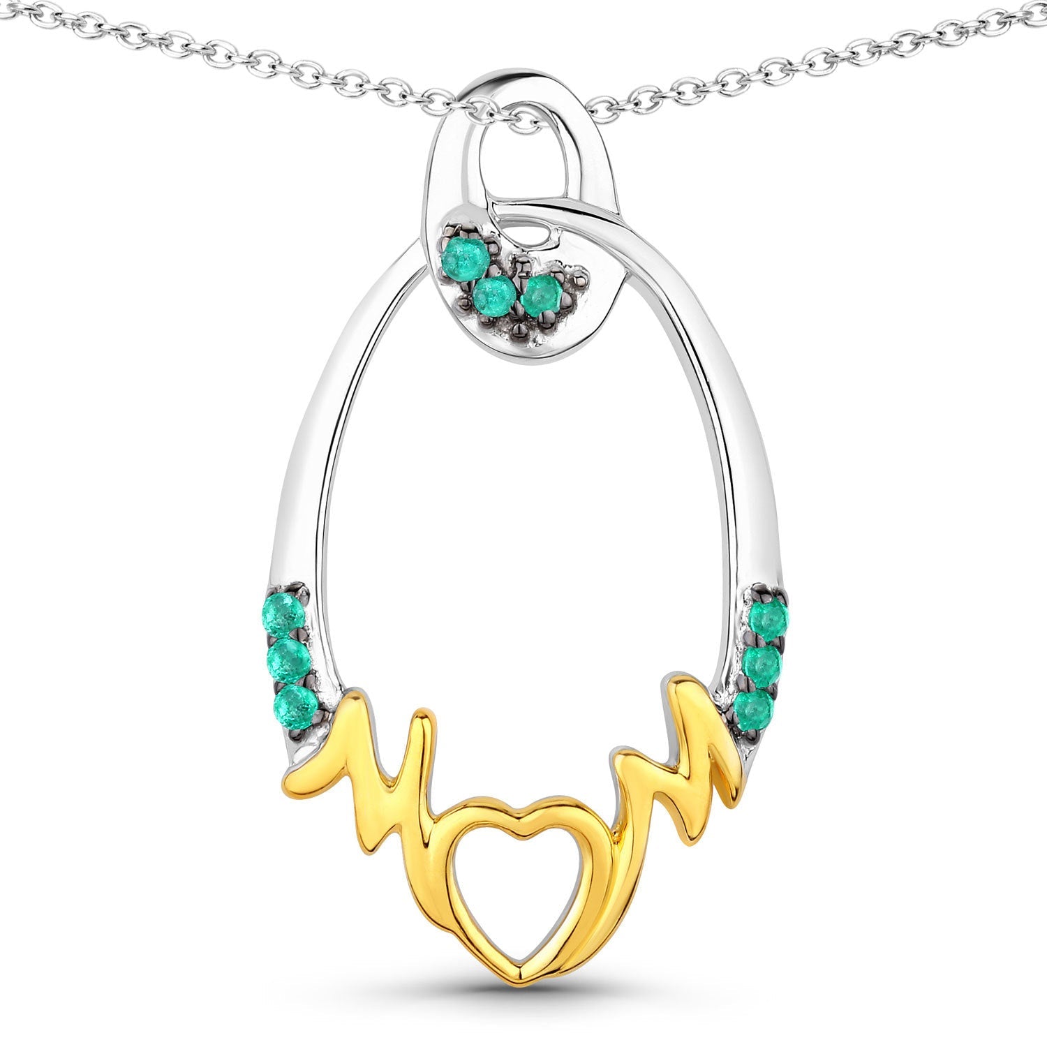0.15 Carat Genuine Emerald .925 Sterling Silver Pendant on sale at MyriadMart