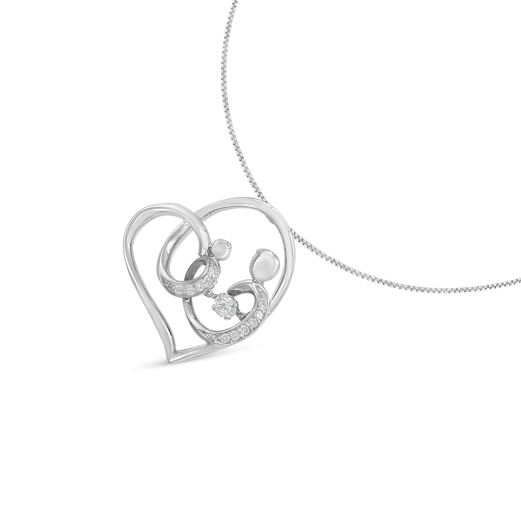 .925 Sterling Silver 1/6 cttw Diamond Heart Pendant Necklace H-I, I1-I2 on sale at MyriadMart