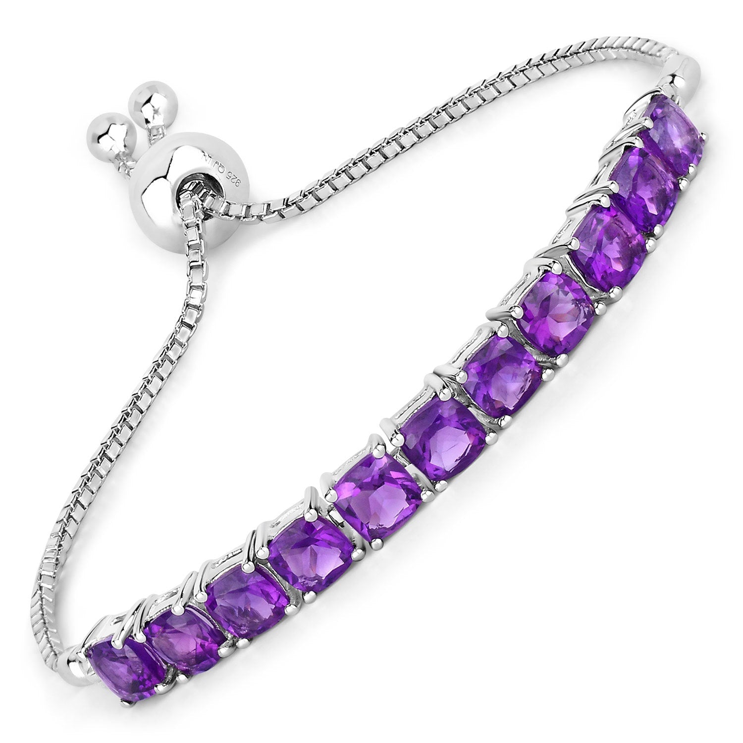 6.05 Carat Genuine Amethyst .925 Sterling Silver Bracelet on sale at MyriadMart