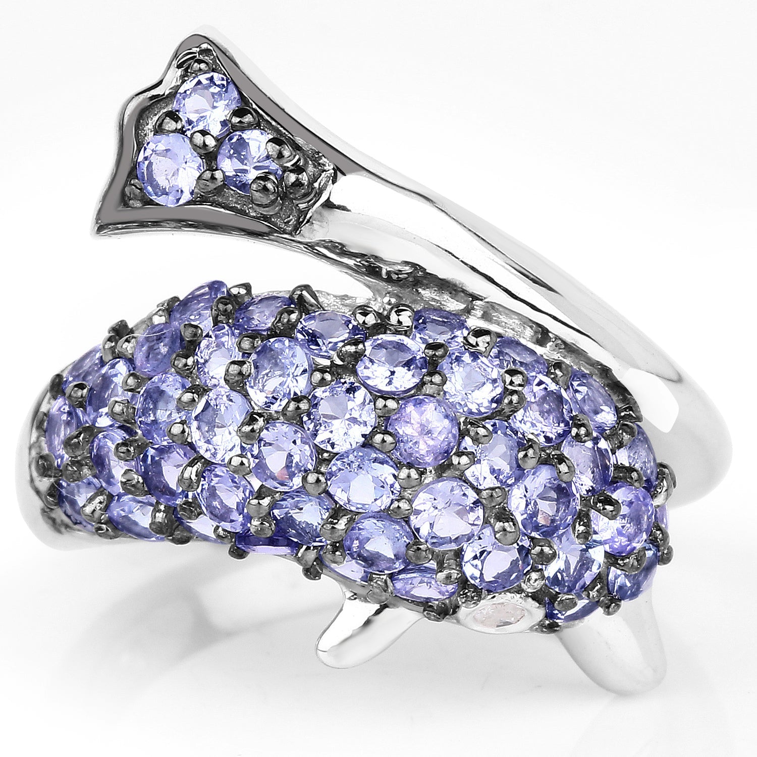 1.45 Carat Genuine Tanzanite and White Diamond .925 Sterling Silver Ring on sale at MyriadMart