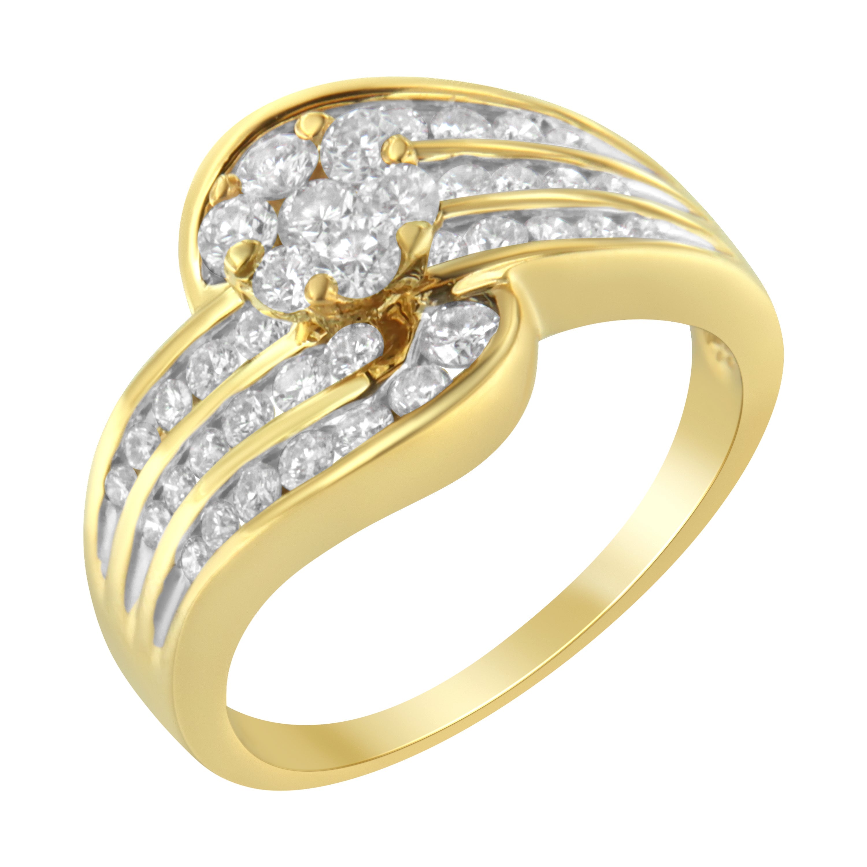14K Yellow Gold Diamond Cocktail Bypass Ring 1 1/2 Cttw, H-I Color, SI2-I1 Clarity - Size 7 on sale at MyriadMart