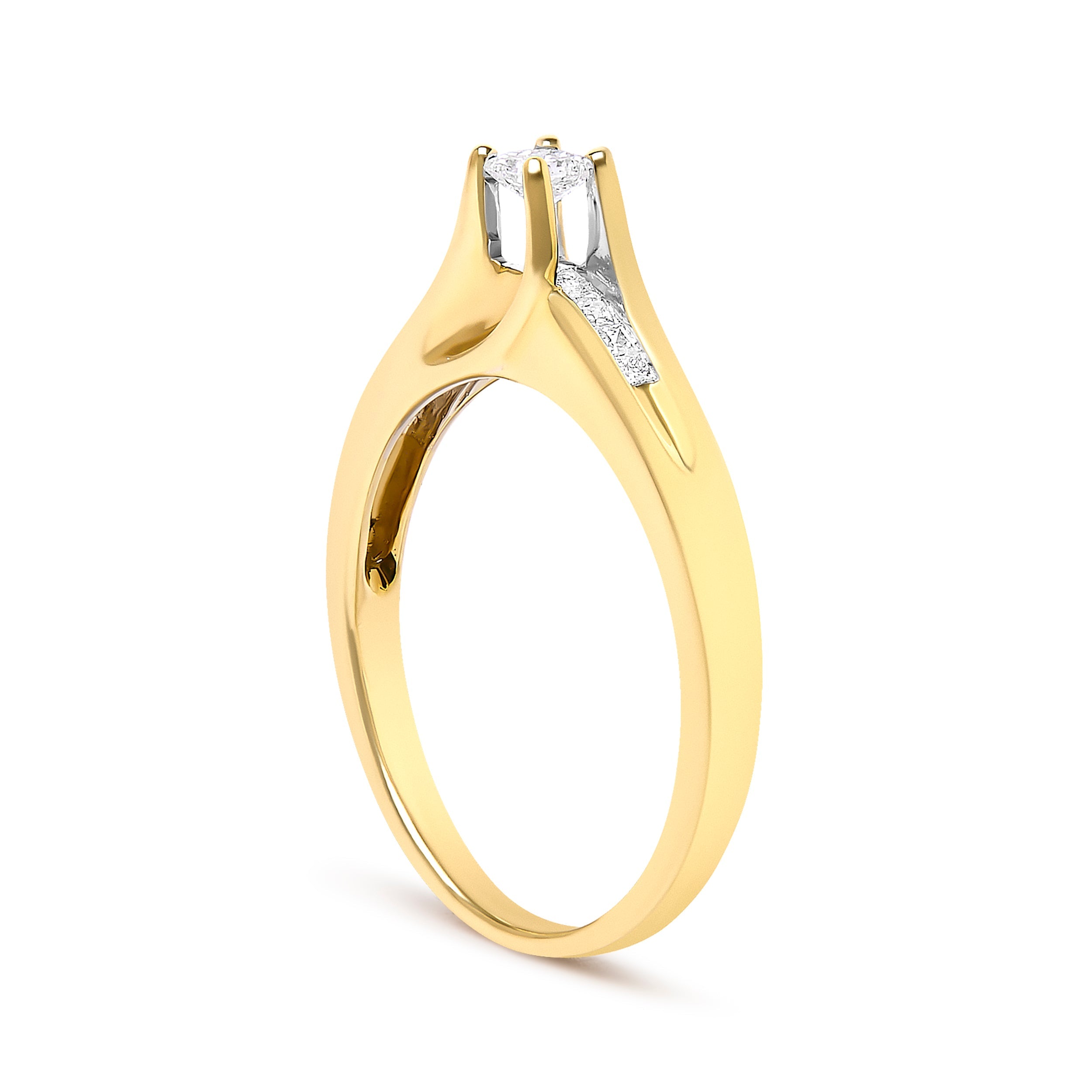 14K Yellow Gold 1/4 Cttw Princess Cut Diamond Engagement Ring on sale at MyriadMart