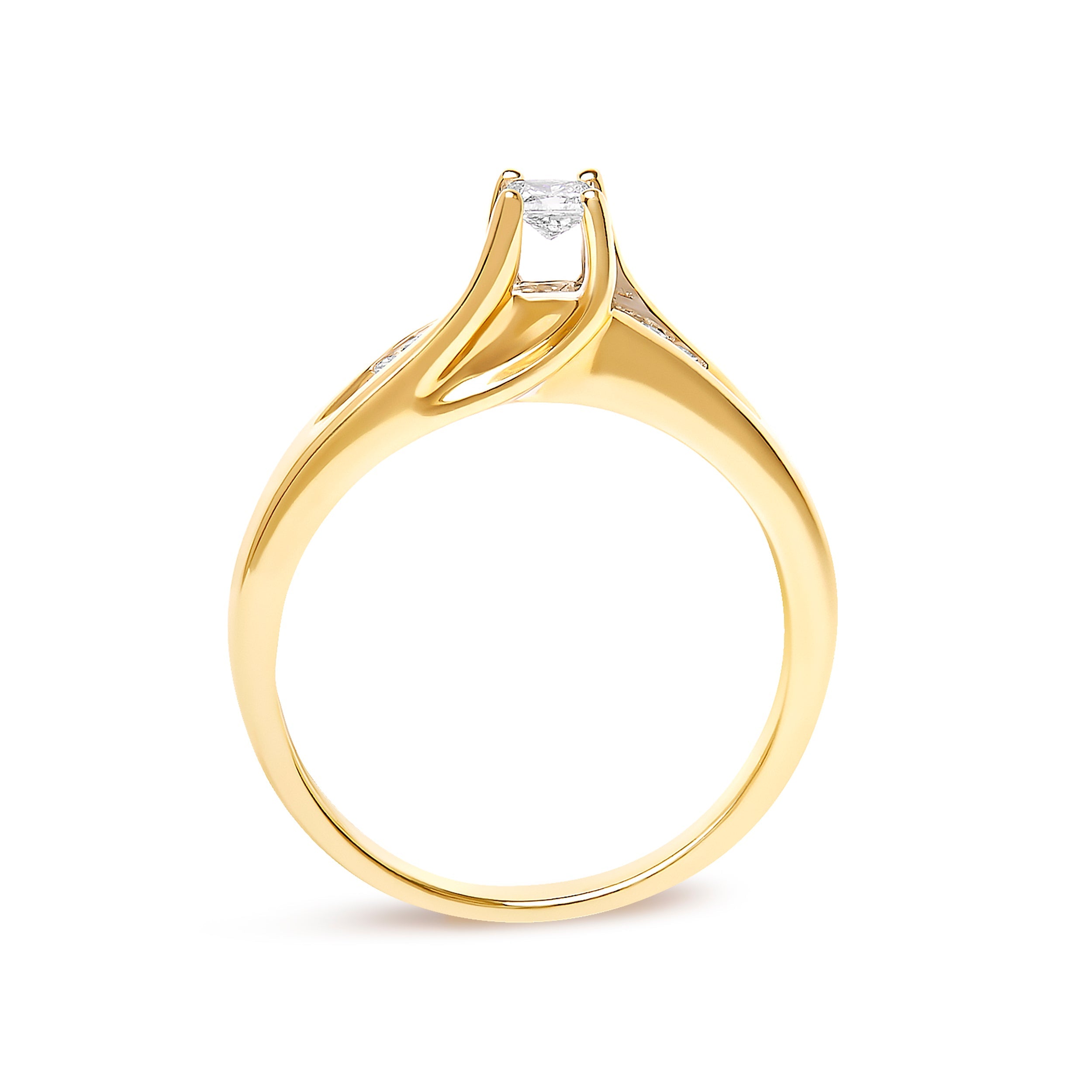14K Yellow Gold 1/4 Cttw Princess Cut Diamond Engagement Ring on sale at MyriadMart