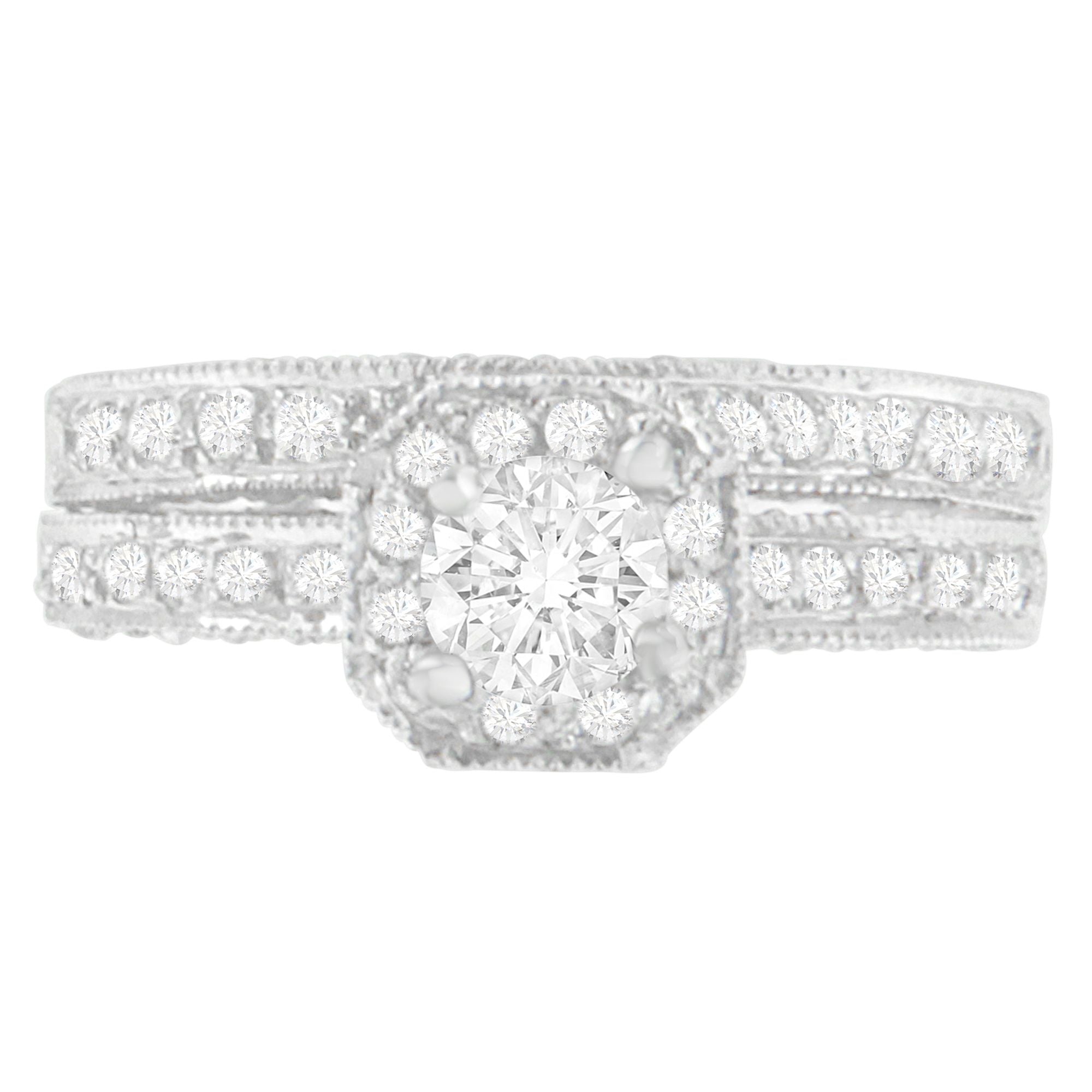 14K White Gold 1 ct. TDW Round Cut Diamond Ring G-H, I1-I2 on sale at MyriadMart