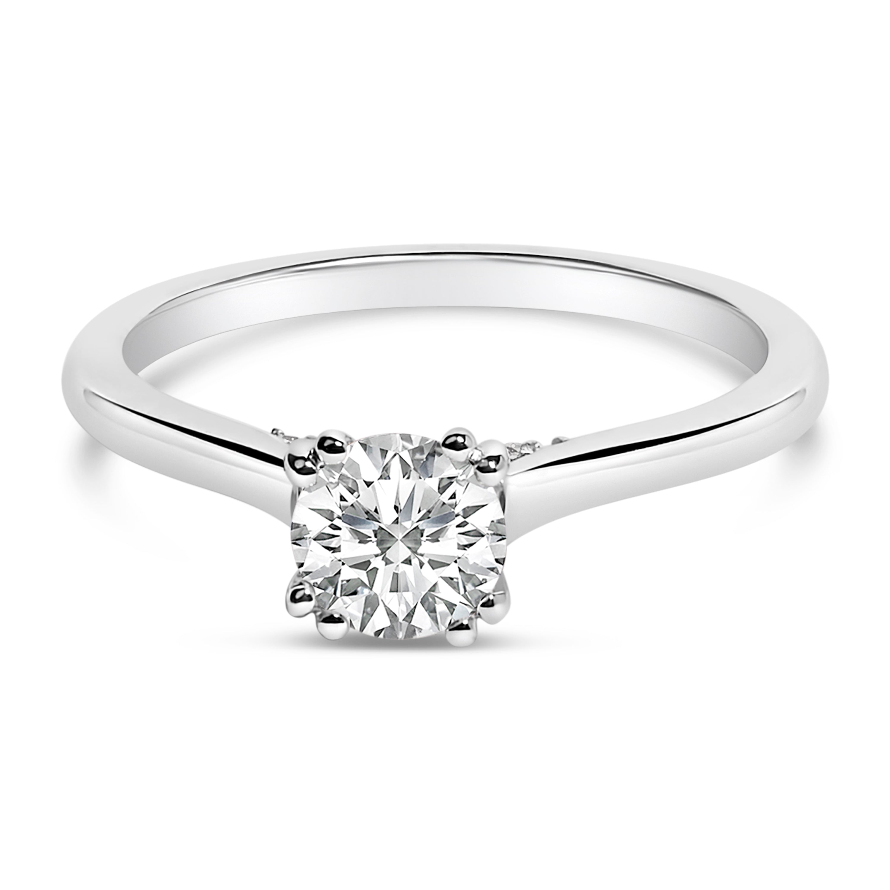 14K White Gold 7/8 Cttw Lab Grown Diamond Solitaire Cathedral Style Engagement Ring F-G Color, VS1-VS2 Clarity - Size 5 on sale at MyriadMart