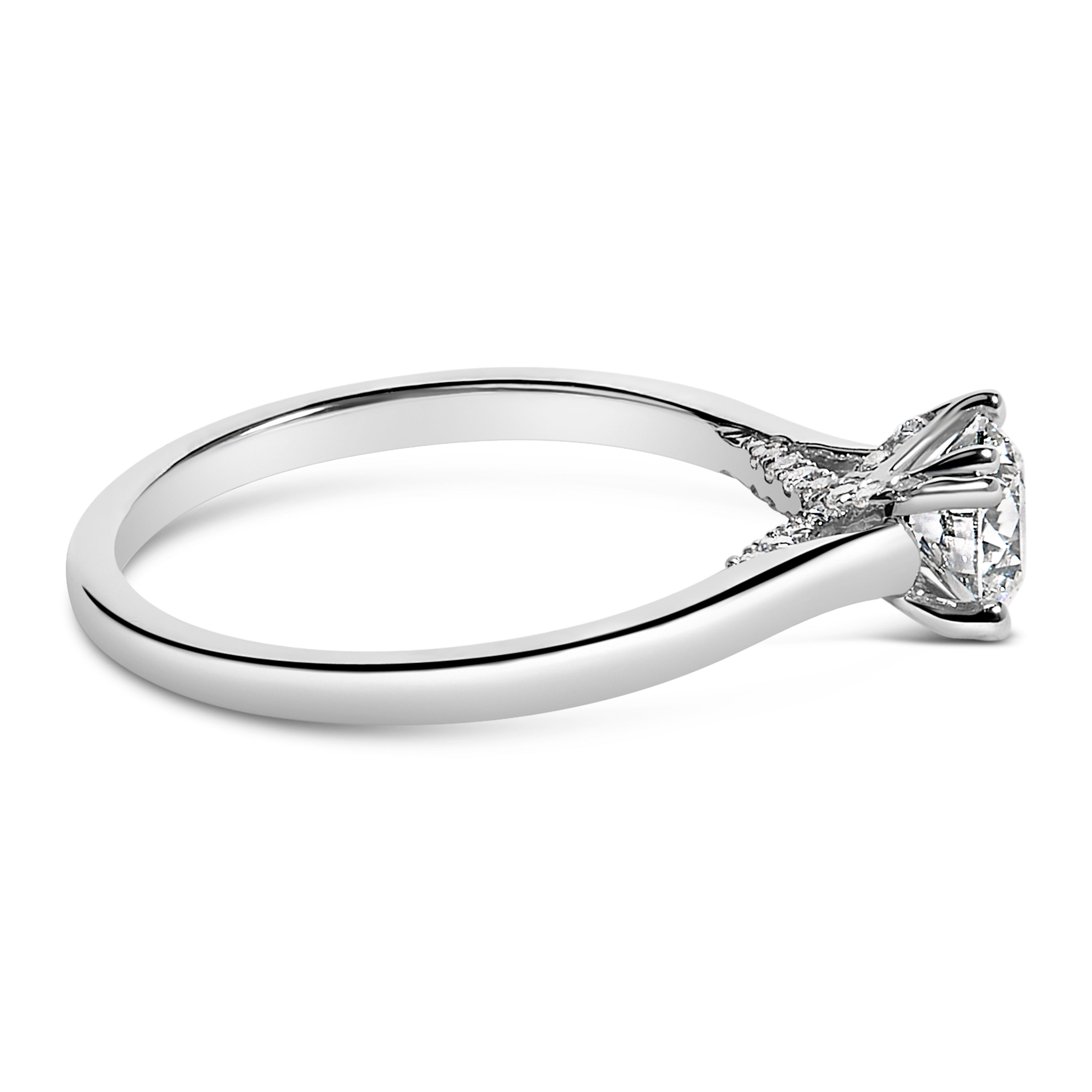 14K White Gold 7/8 Cttw Lab Grown Diamond Solitaire Cathedral Style Engagement Ring F-G Color, VS1-VS2 Clarity - Size 5 on sale at MyriadMart