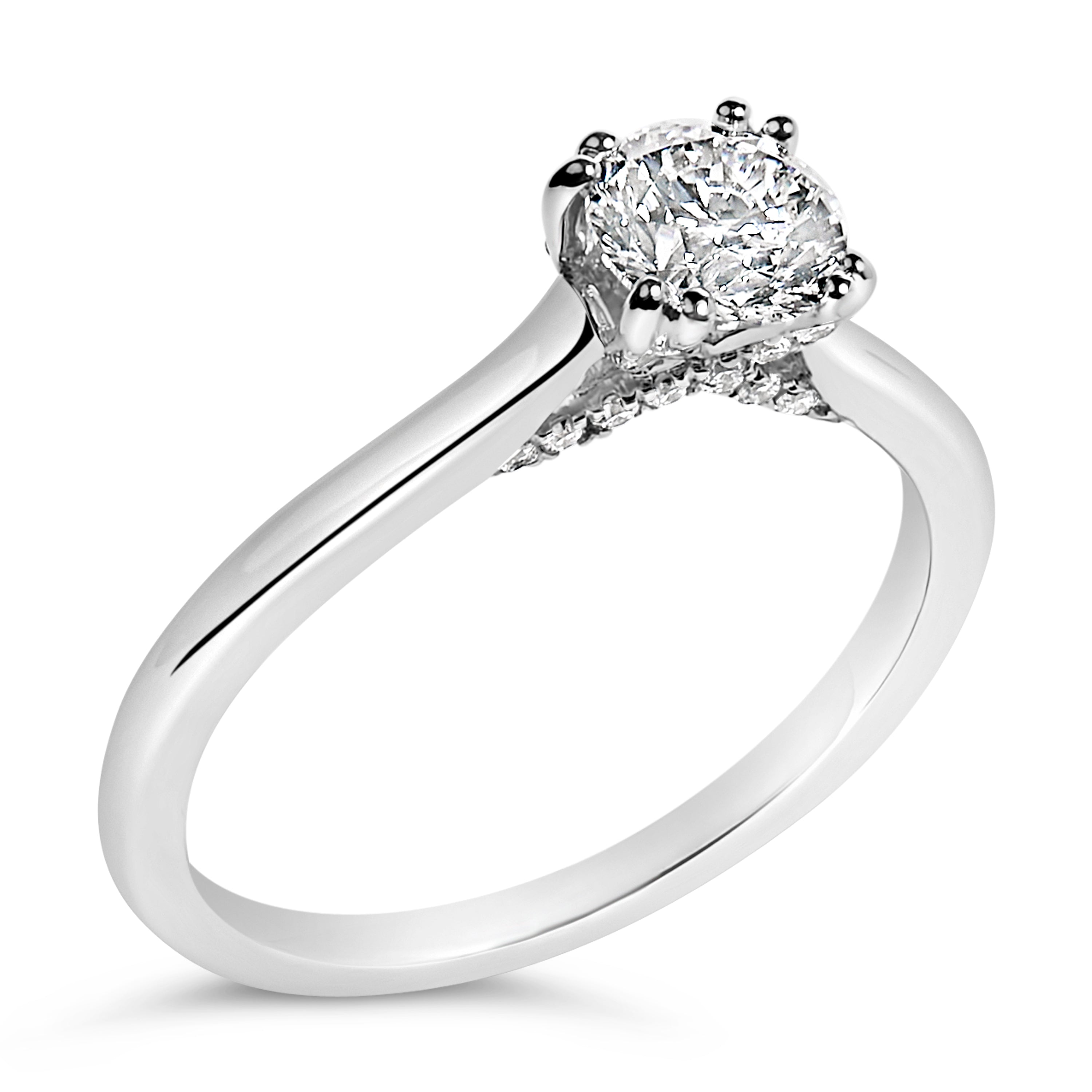 14K White Gold 7/8 Cttw Lab Grown Diamond Solitaire Cathedral Style Engagement Ring F-G Color, VS1-VS2 Clarity - Size 5 on sale at MyriadMart