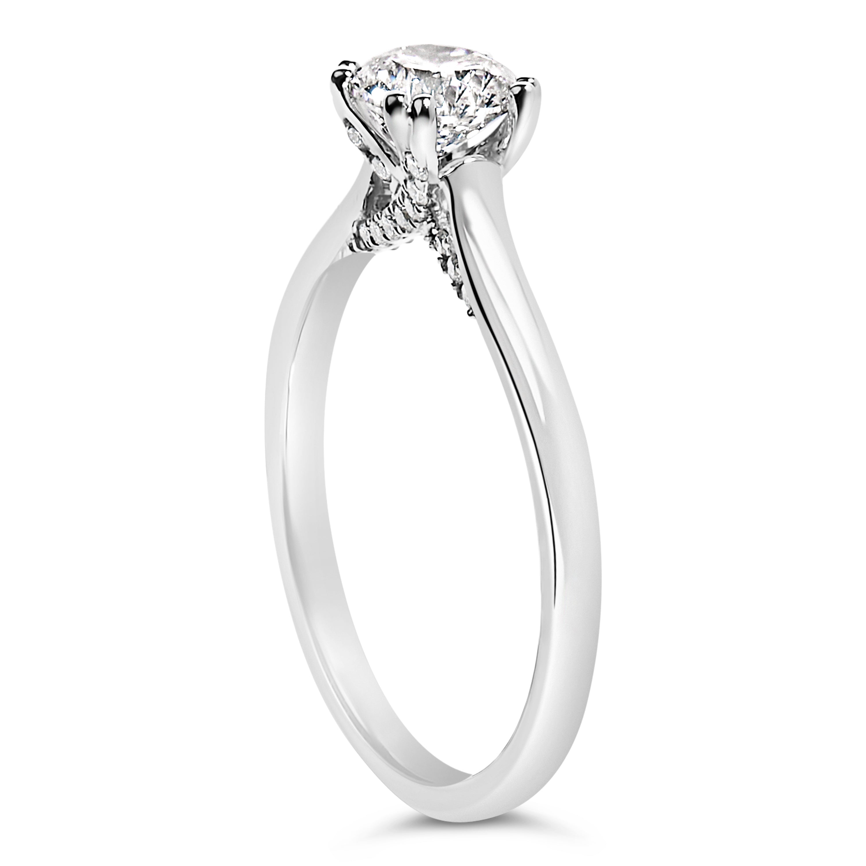14K White Gold 7/8 Cttw Lab Grown Diamond Solitaire Cathedral Style Engagement Ring F-G Color, VS1-VS2 Clarity - Size 5 on sale at MyriadMart