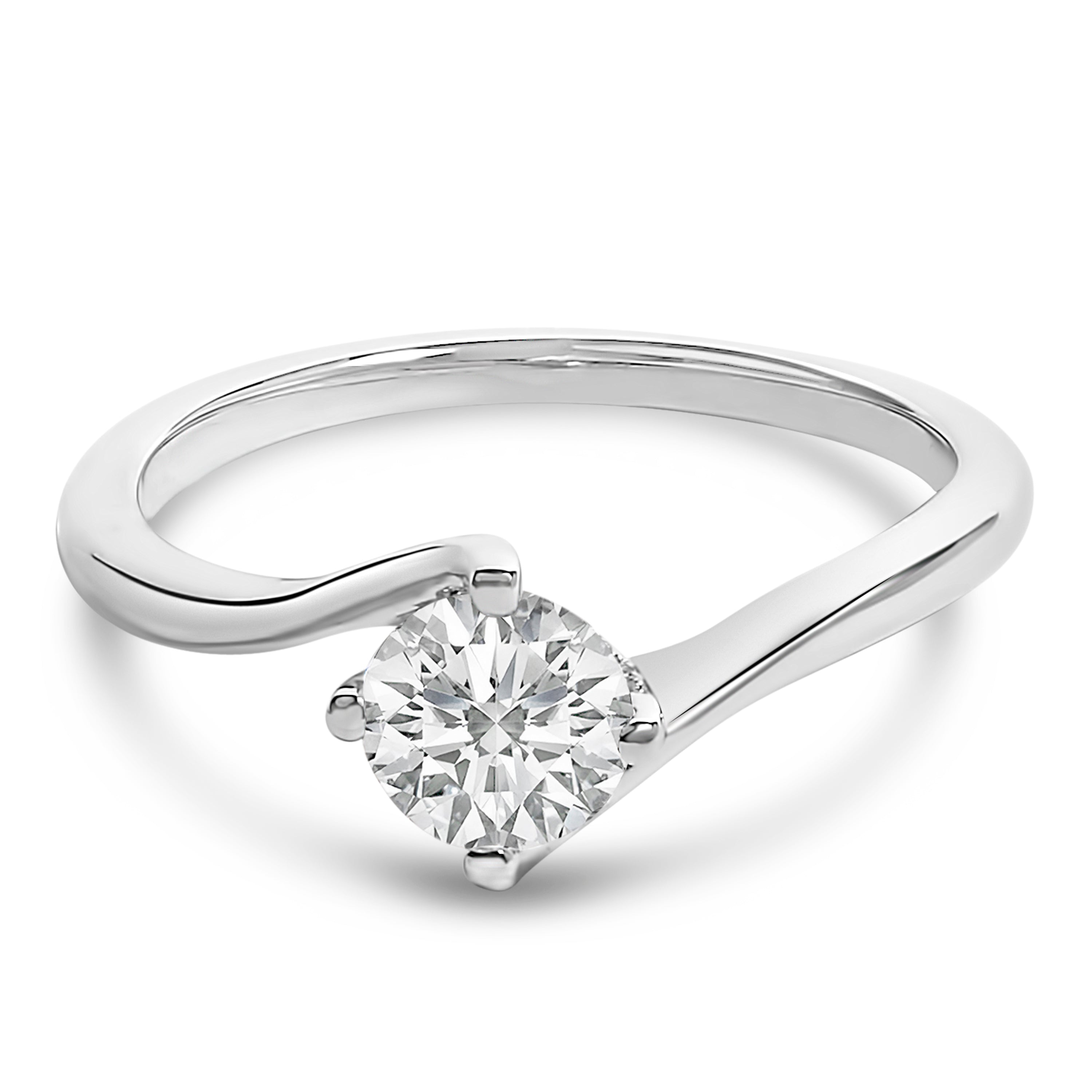 14K White Gold 4/5 Cttw Round Lab Grown Diamond Bypass Solitaire Engagement Ring F-G Color, VS1-VS2 Clarity - Ring Size 5 on sale at MyriadMart