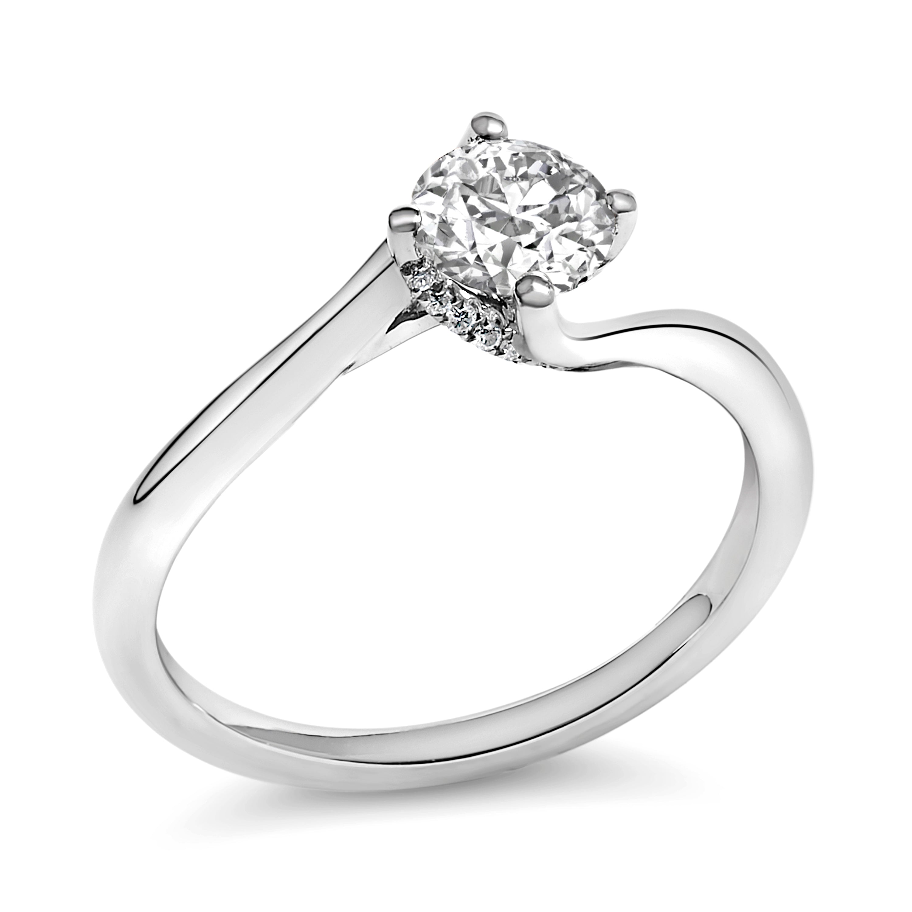14K White Gold 4/5 Cttw Round Lab Grown Diamond Bypass Solitaire Engagement Ring F-G Color, VS1-VS2 Clarity - Ring Size 5 on sale at MyriadMart