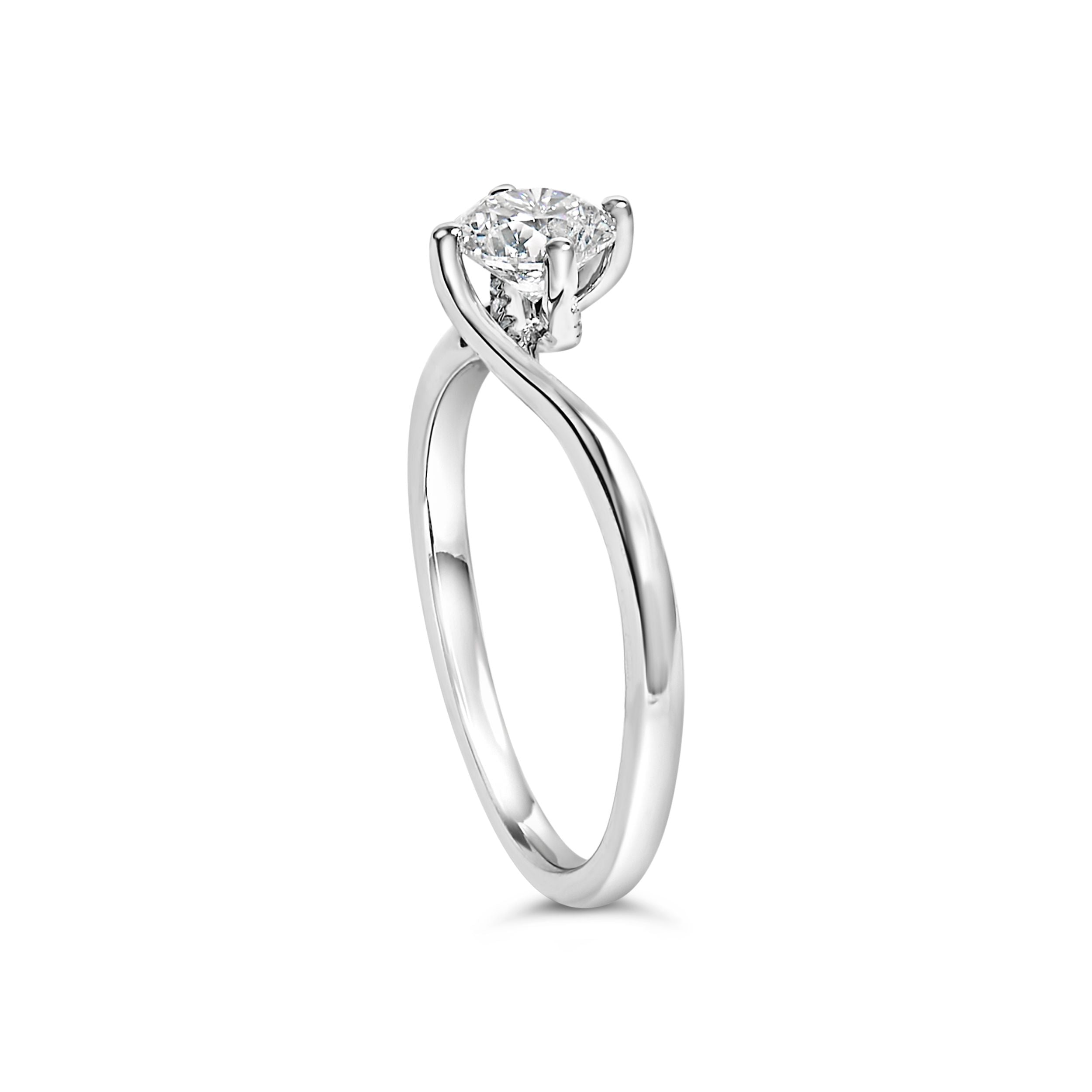 14K White Gold 4/5 Cttw Round Lab Grown Diamond Bypass Solitaire Engagement Ring F-G Color, VS1-VS2 Clarity - Ring Size 5 on sale at MyriadMart