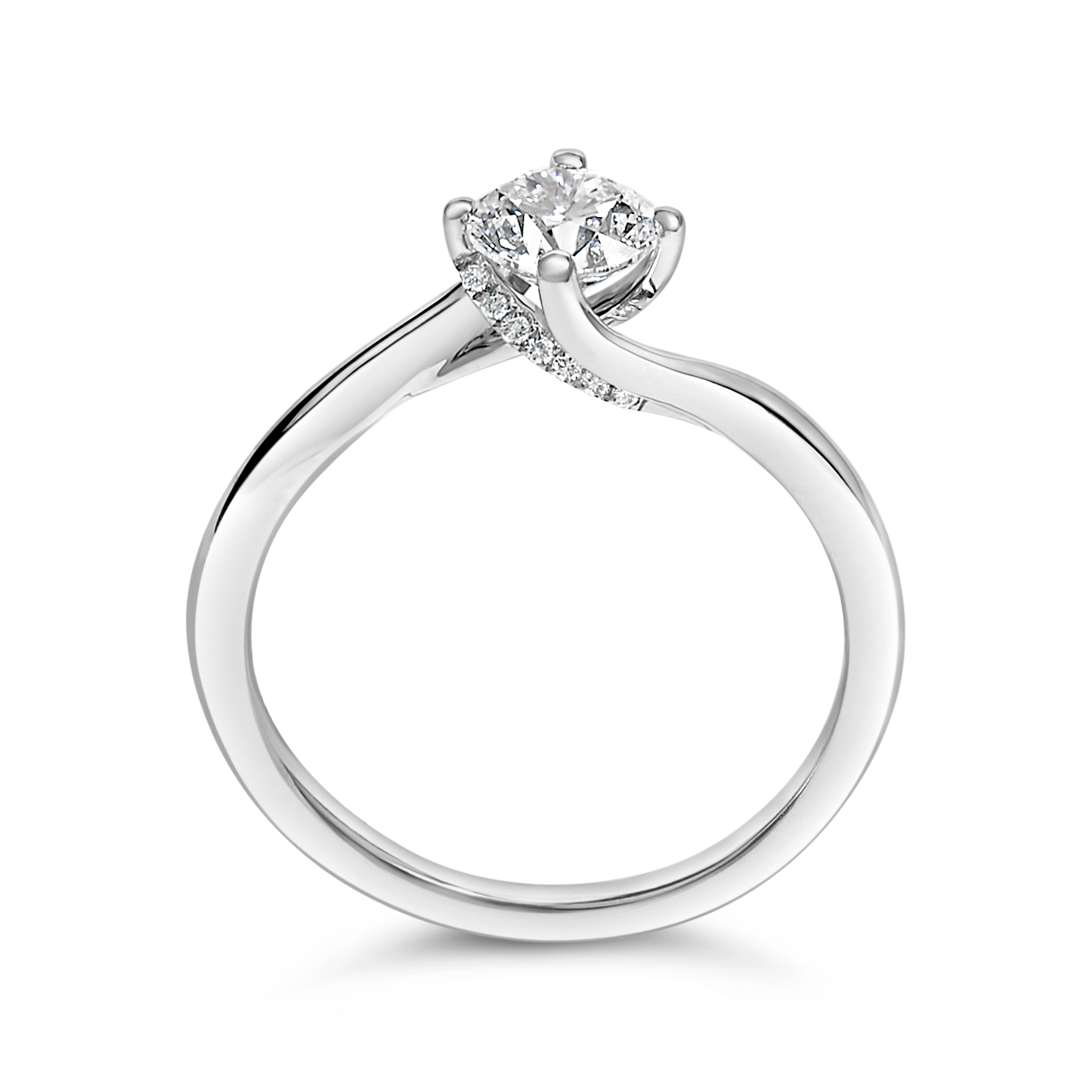 14K White Gold 4/5 Cttw Round Lab Grown Diamond Bypass Solitaire Engagement Ring F-G Color, VS1-VS2 Clarity - Ring Size 5 on sale at MyriadMart