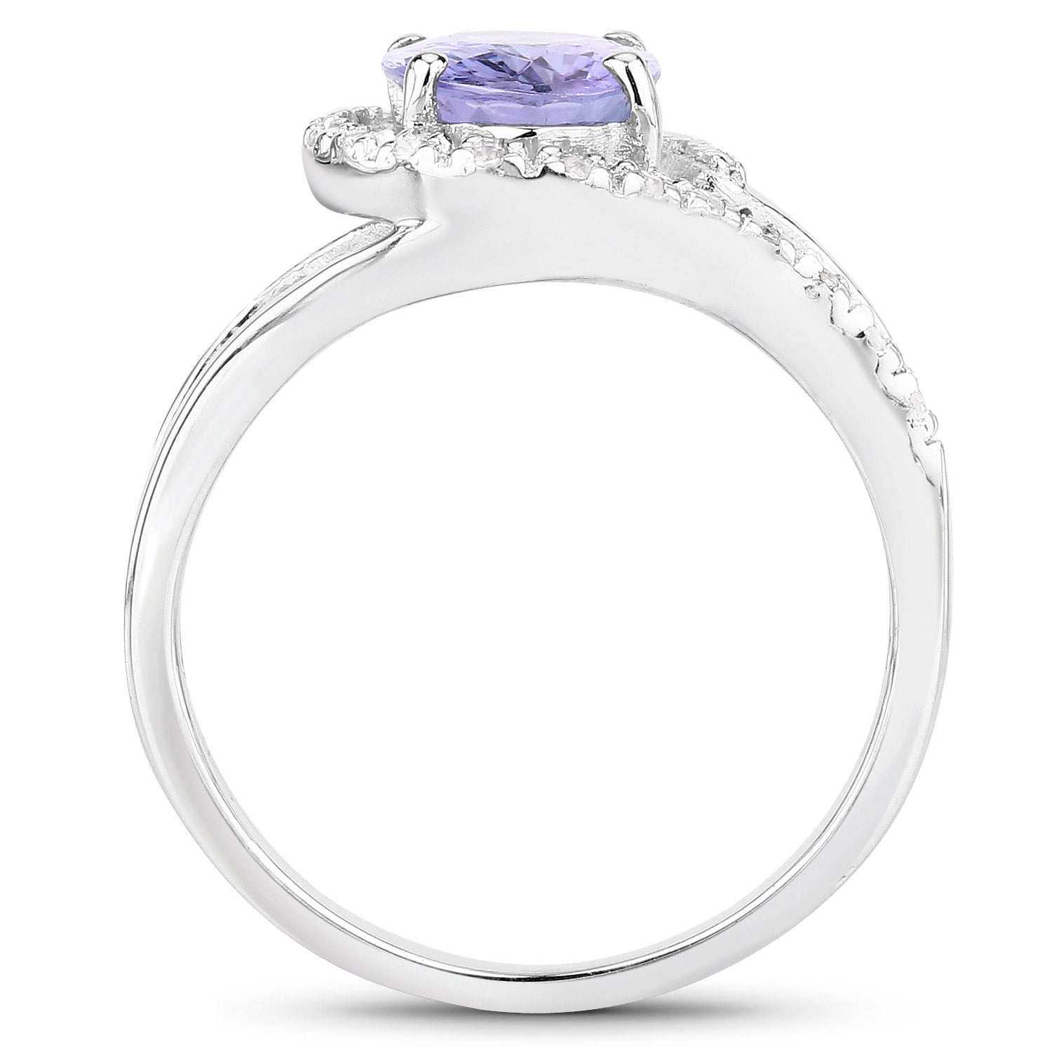 1.82 Carat Genuine Tanzanite and White Zircon .925 Sterling Silver Ring on sale at MyriadMart