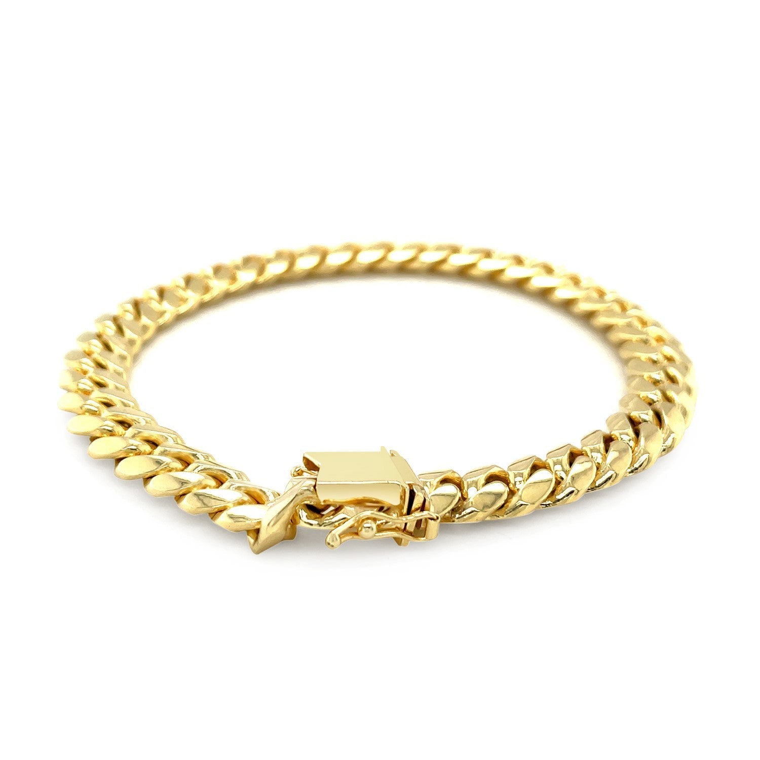 8.25mm 14k Yellow Gold Classic Miami Cuban Solid Bracelet on sale at MyriadMart