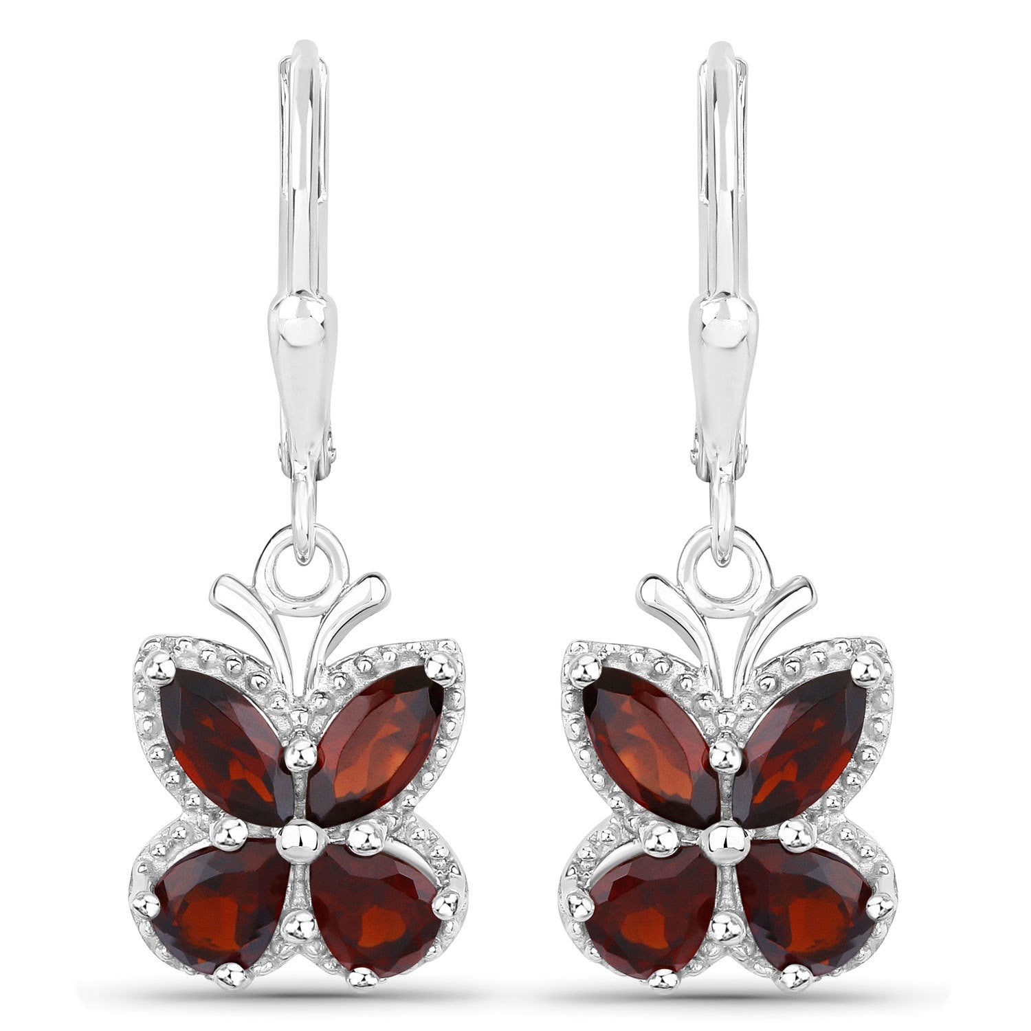 2.60 Carat Genuine Garnet .925 Sterling Silver Earrings on sale at MyriadMart