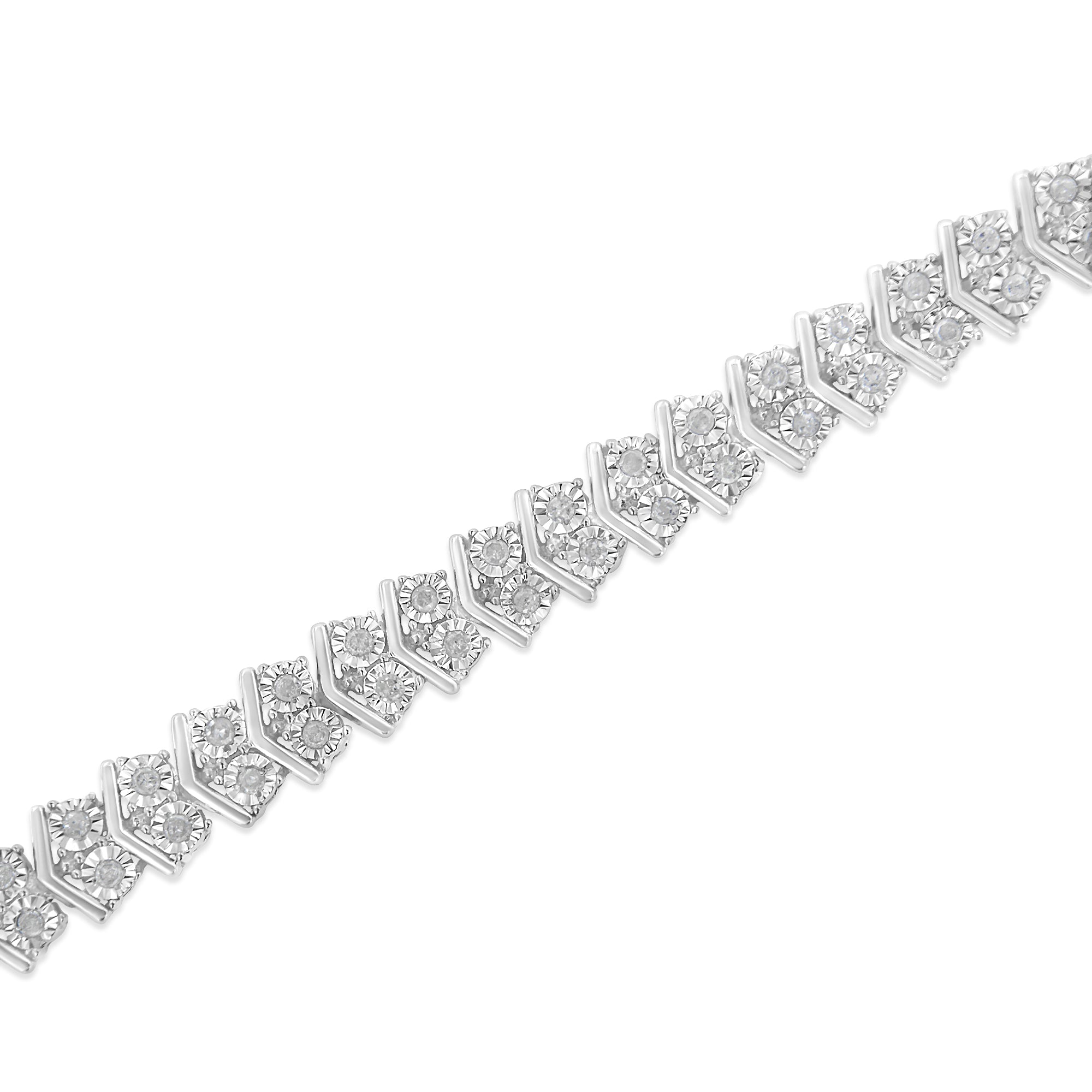 .925 Sterling Silver 1.0 Cttw Chevron 2 Stone Arrow Link Tennis Bracelet I-J Color, I3 Clarity - 7â€ on sale at MyriadMart