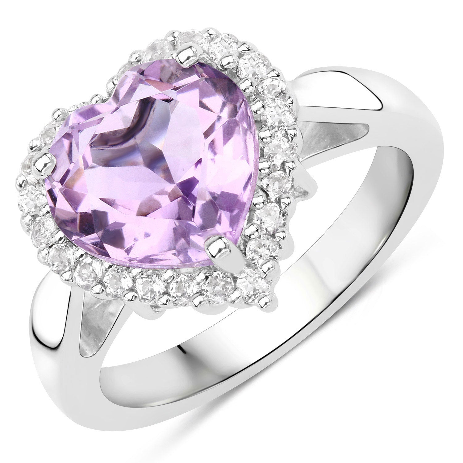 4.03 Carat Genuine Pink Amethyst and White Topaz .925 Sterling Silver Ring on sale at MyriadMart