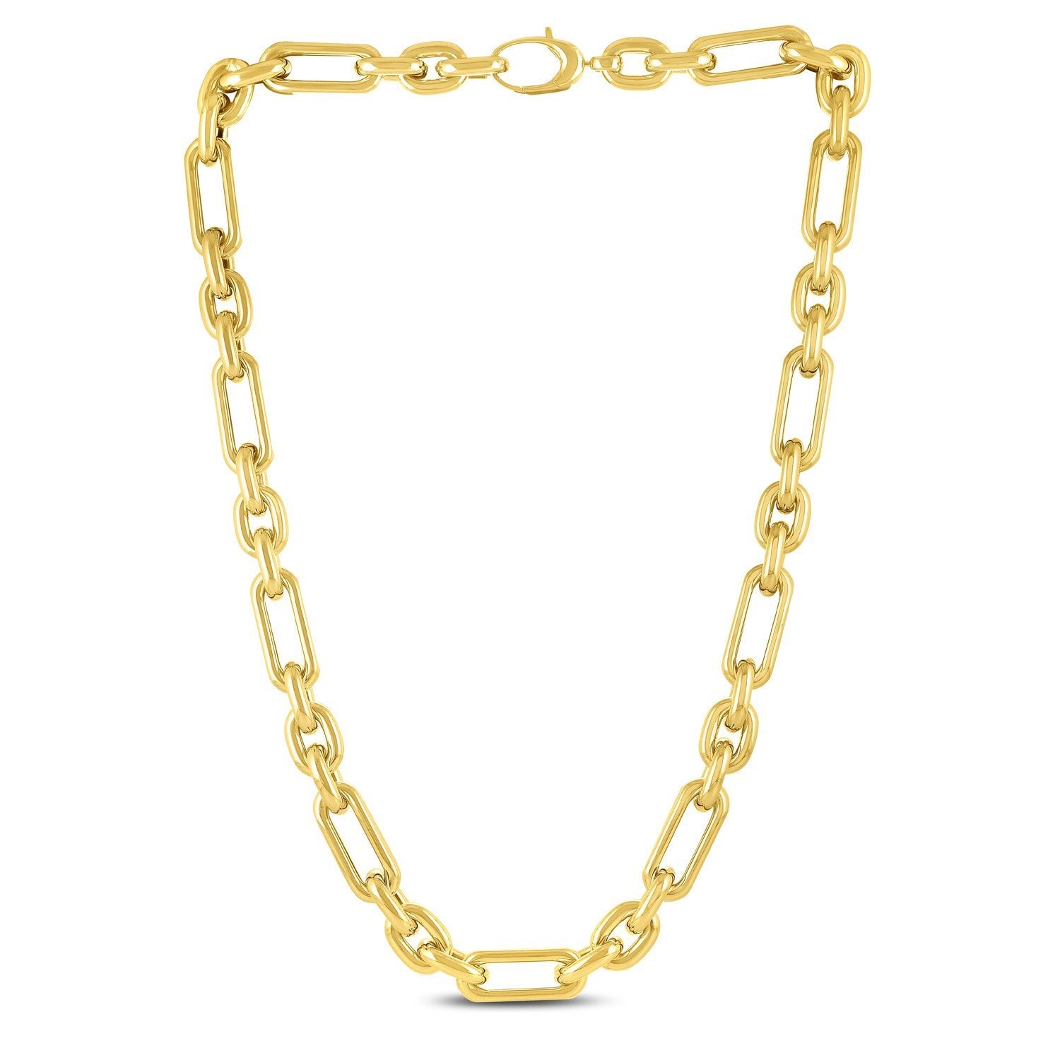 14k Yellow Gold Italian Alternating Paperclip Oval Links Chain Necklace on sale at MyriadMart