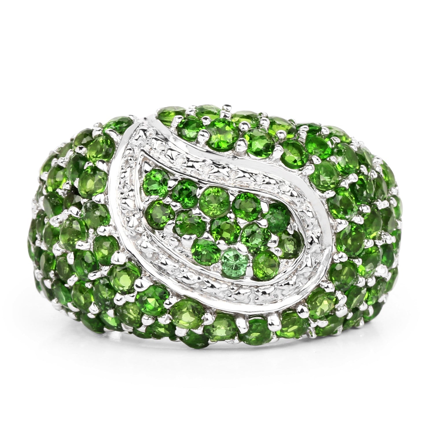 5.18 Carat Genuine Chrome Diopside .925 Sterling Silver Ring on sale at MyriadMart