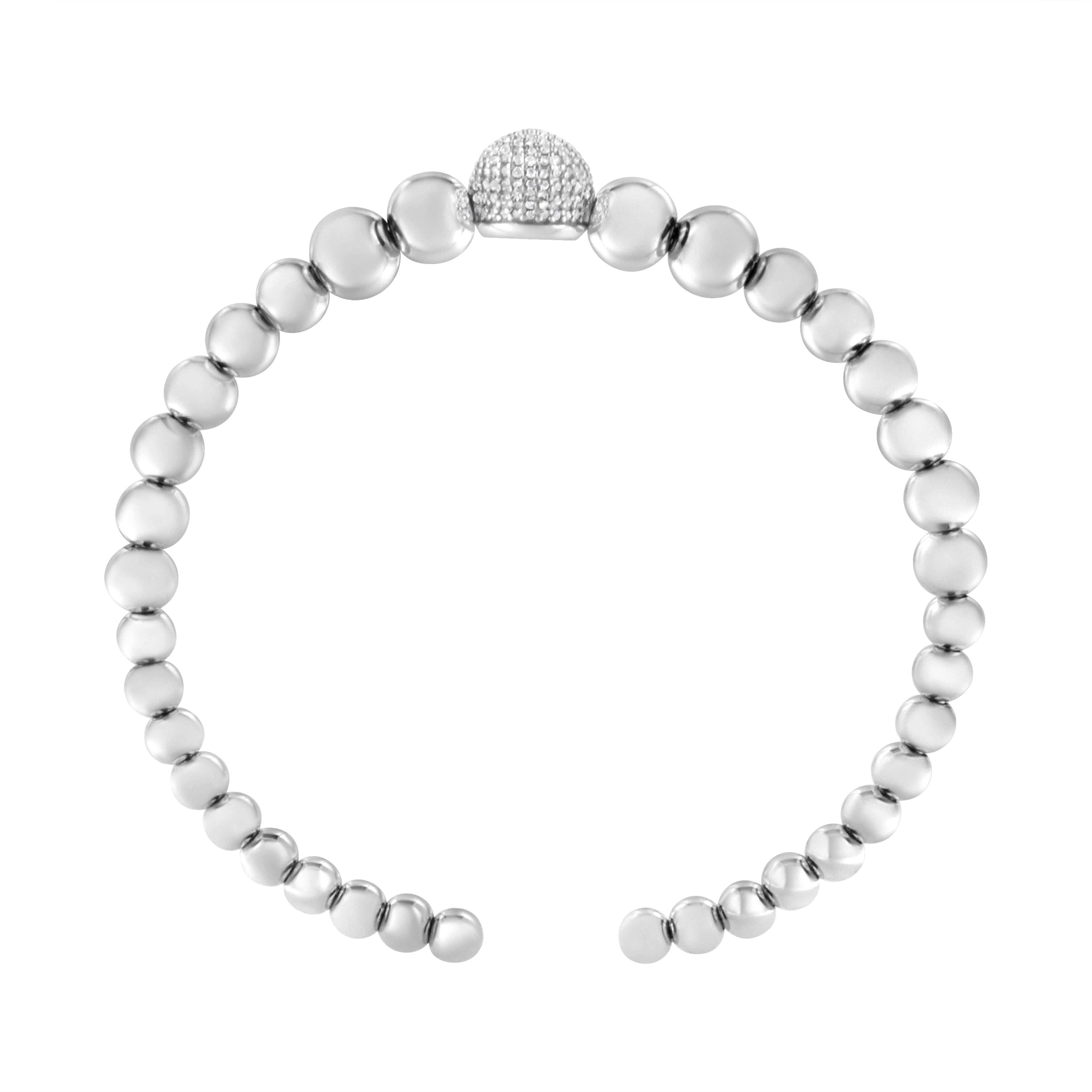 .925 Sterling Silver 1/6 Cttw Diamond Rondelle Graduated Ball Bead Cuff Bangle Bracelet I-J color, I2-I3 clarity - Fits wrists up to 7 1/2 inches on sale at MyriadMart