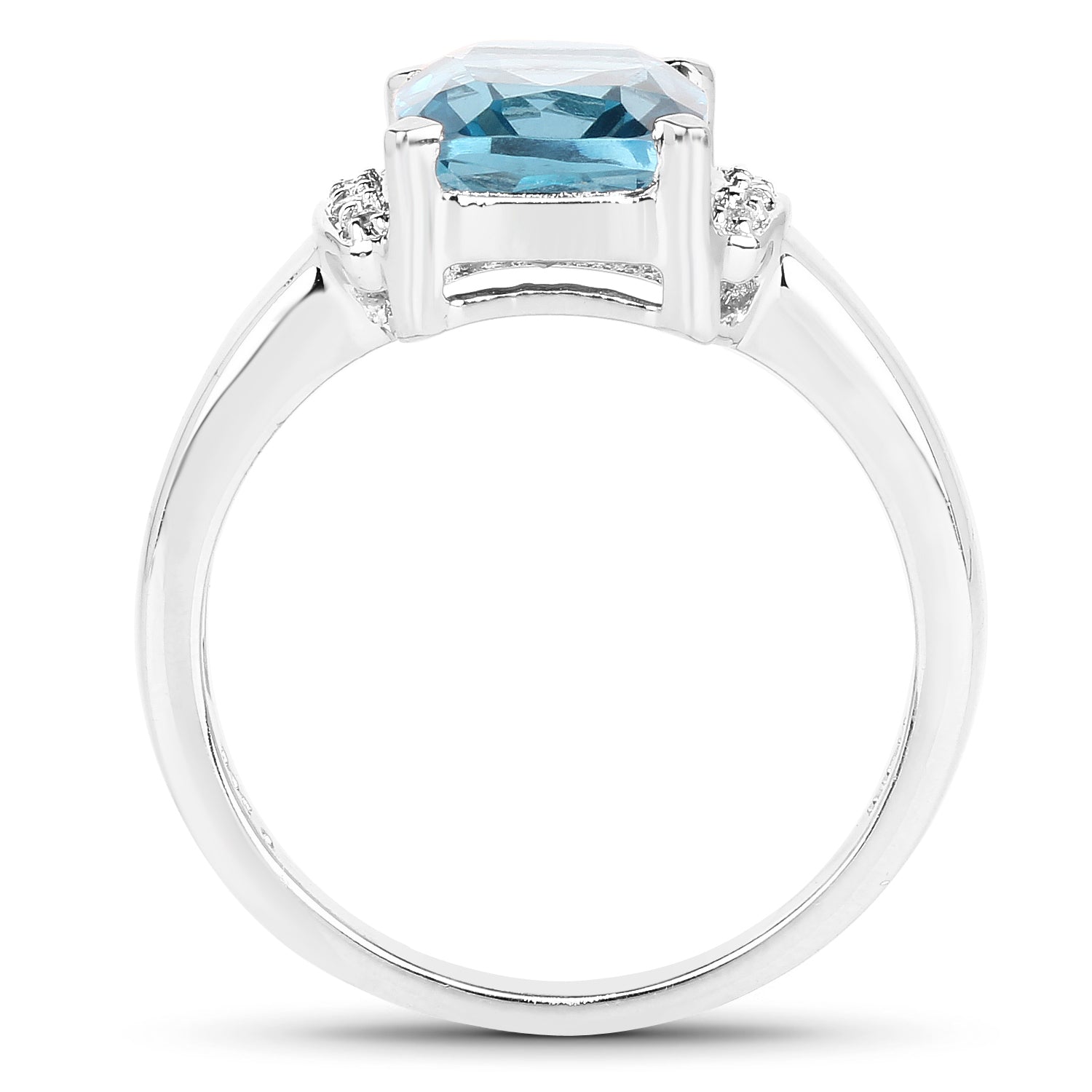3.55 Carat Genuine London Blue Topaz & White Topaz .925 Sterling Silver Ring on sale at MyriadMart
