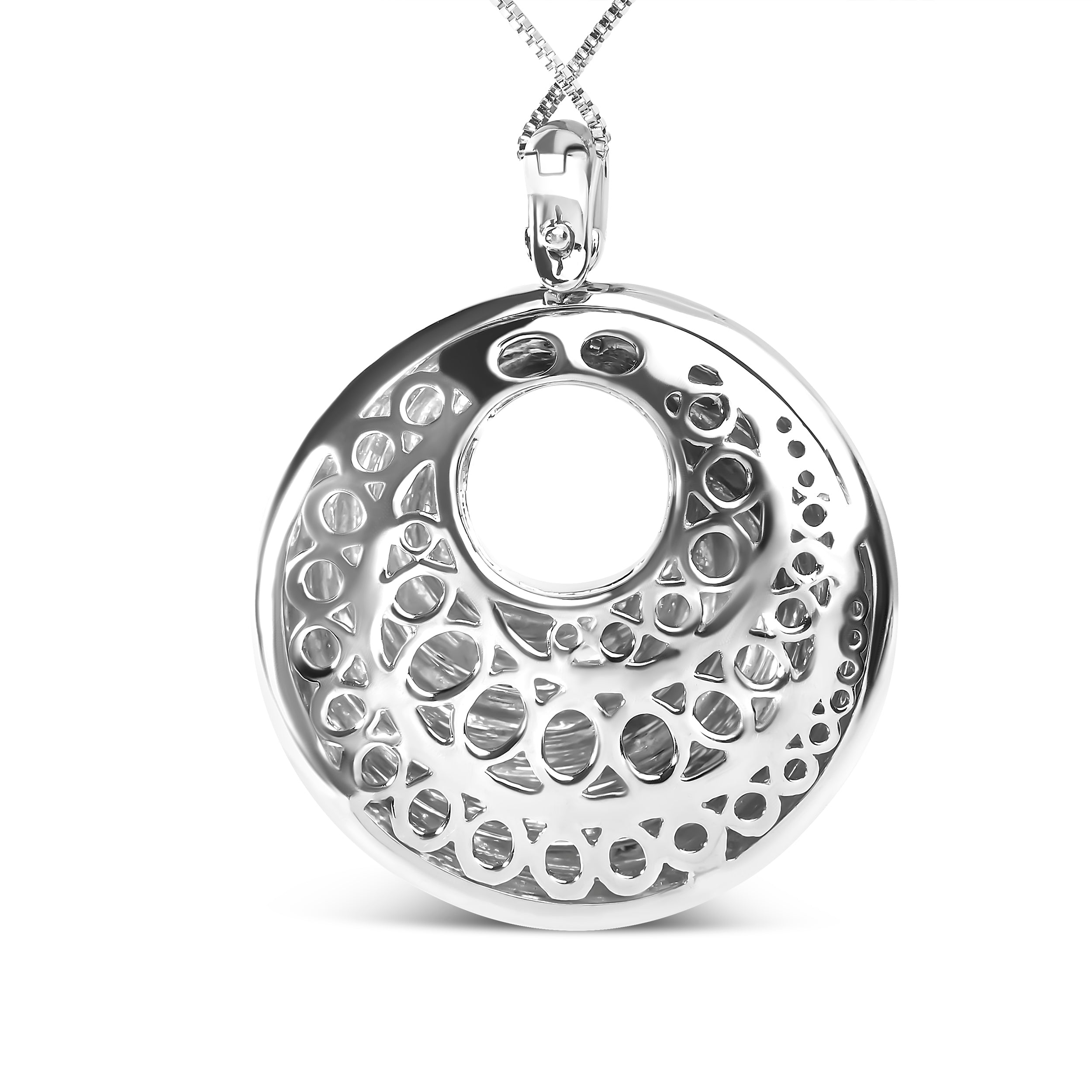 .925 Sterling Silver Endless Wave Swirl Statement Medallion 18" Pendant Necklace on sale at MyriadMart
