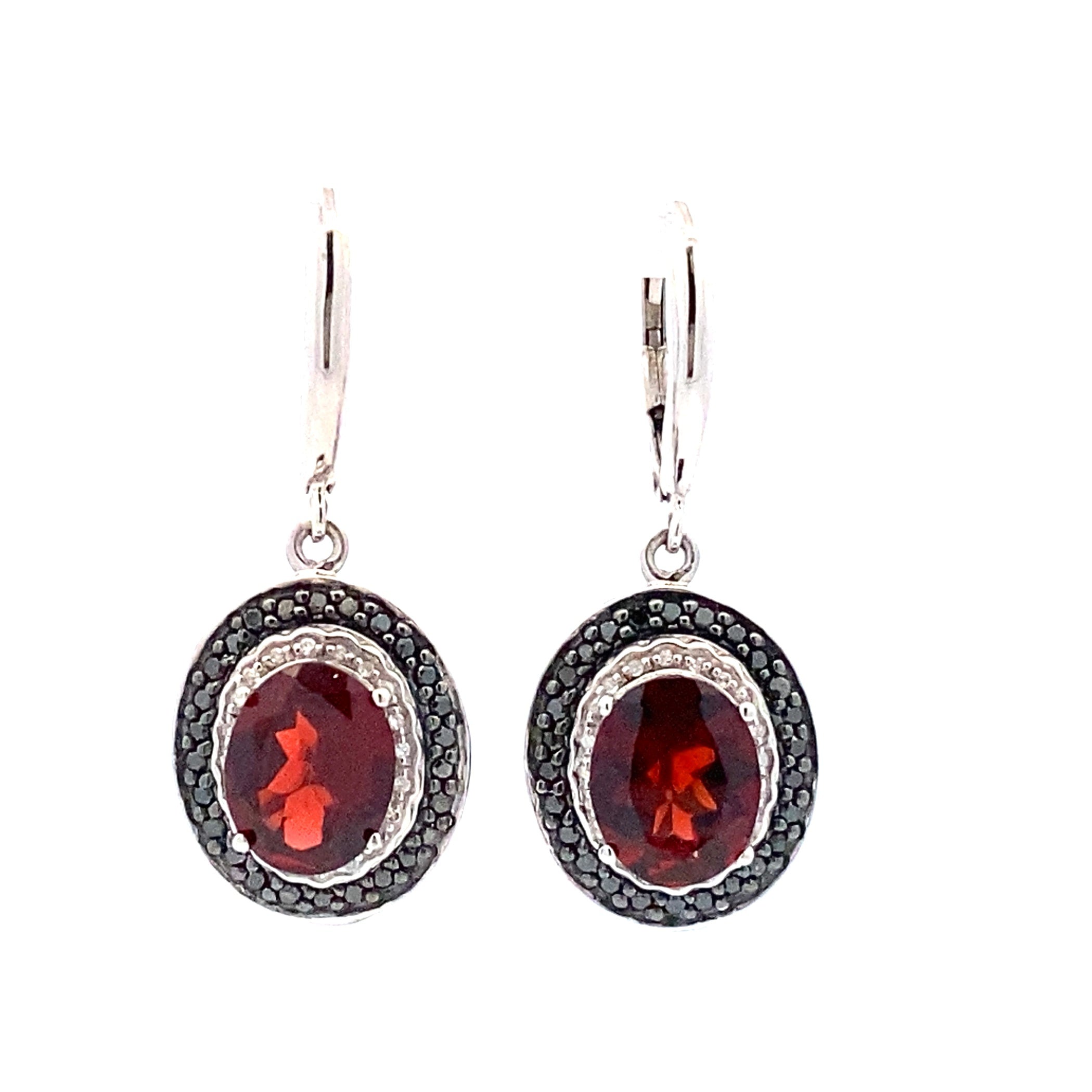 .38ct Garnet Diamond Dangle Earrings Sterling Silver on sale at MyriadMart
